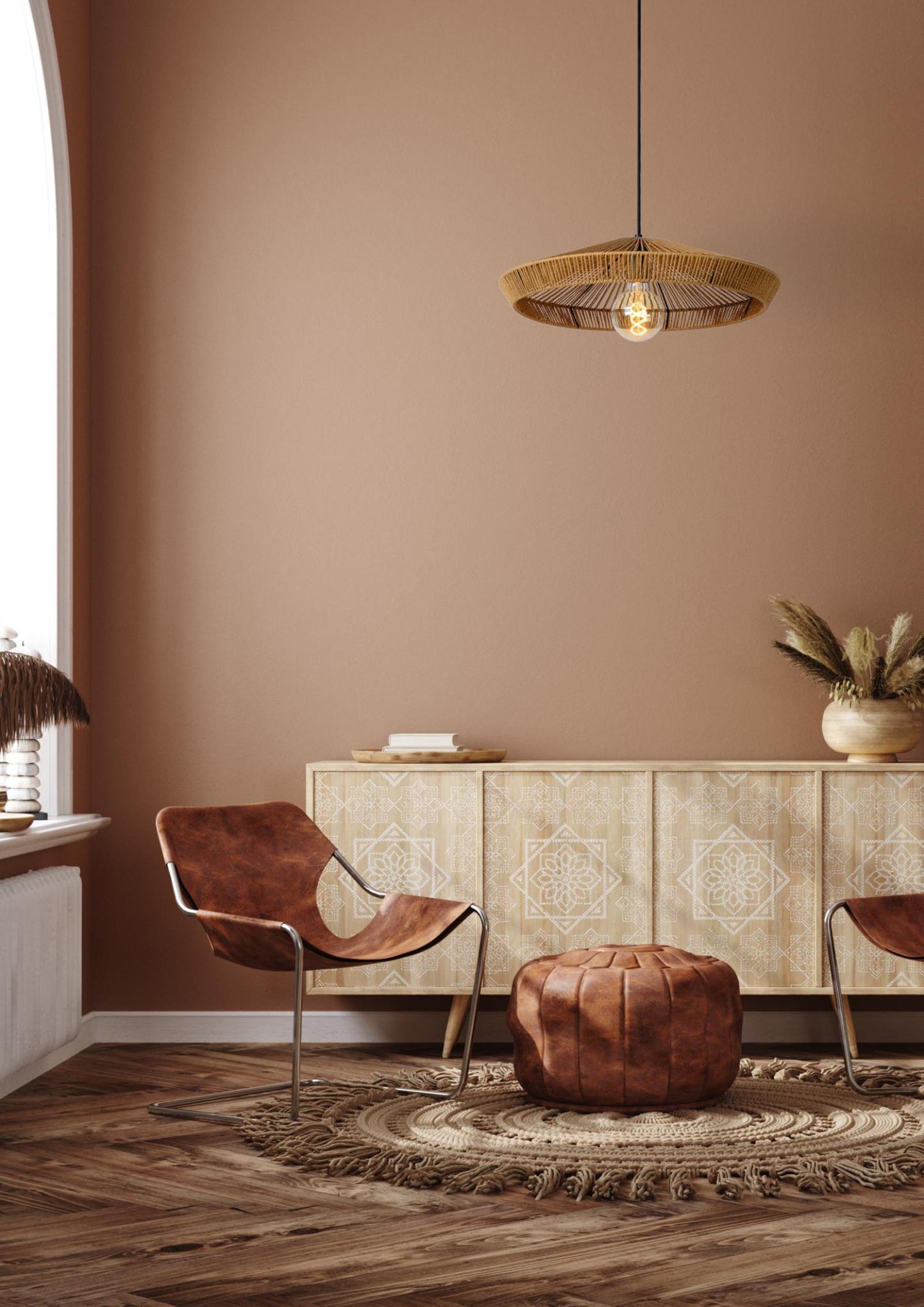 Yunkai Ceiling Lights - Matt Black/Natural Paper - 500mm Diameter