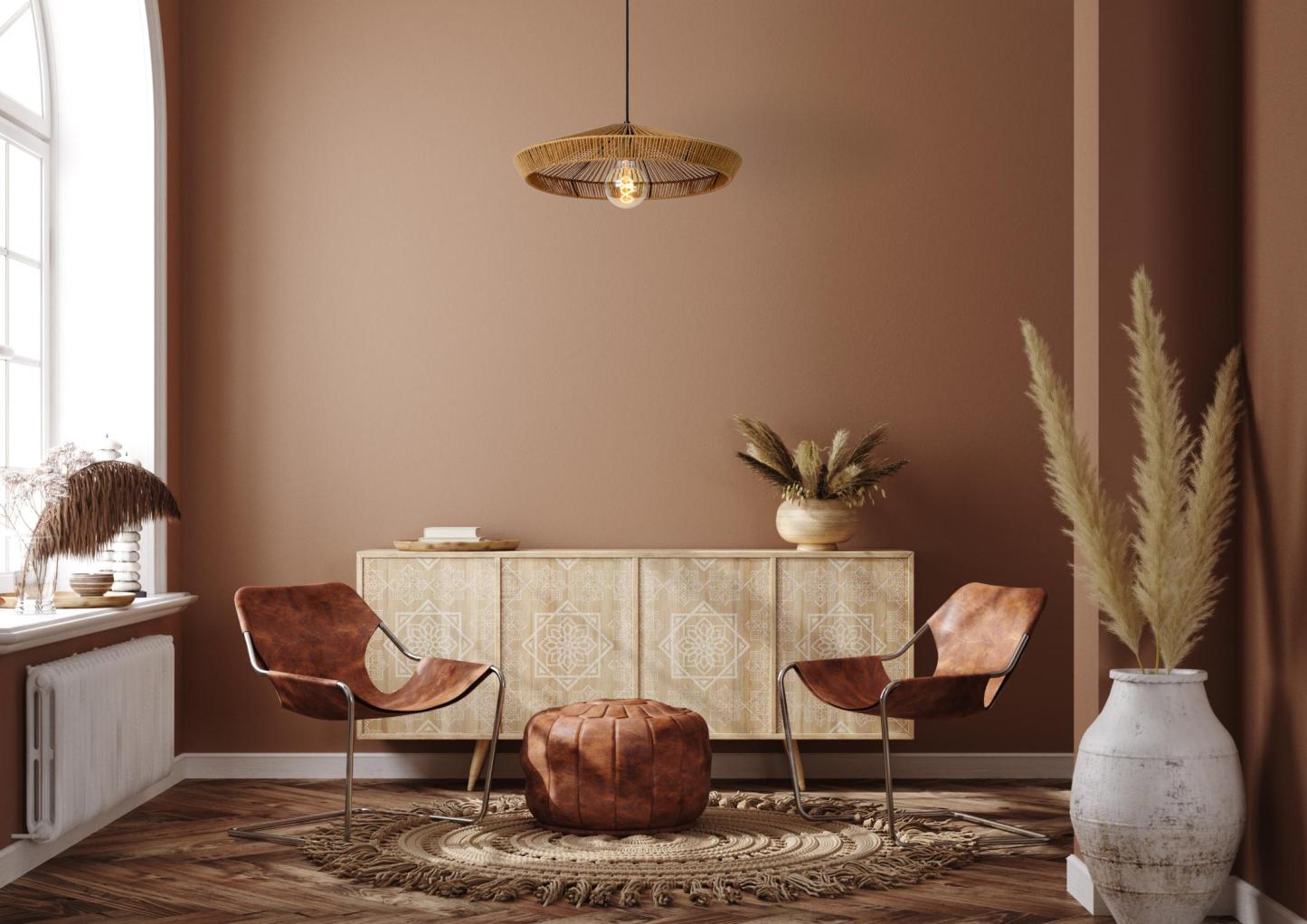 Yunkai Ceiling Lights - Matt Black/Natural Paper - 500mm Diameter