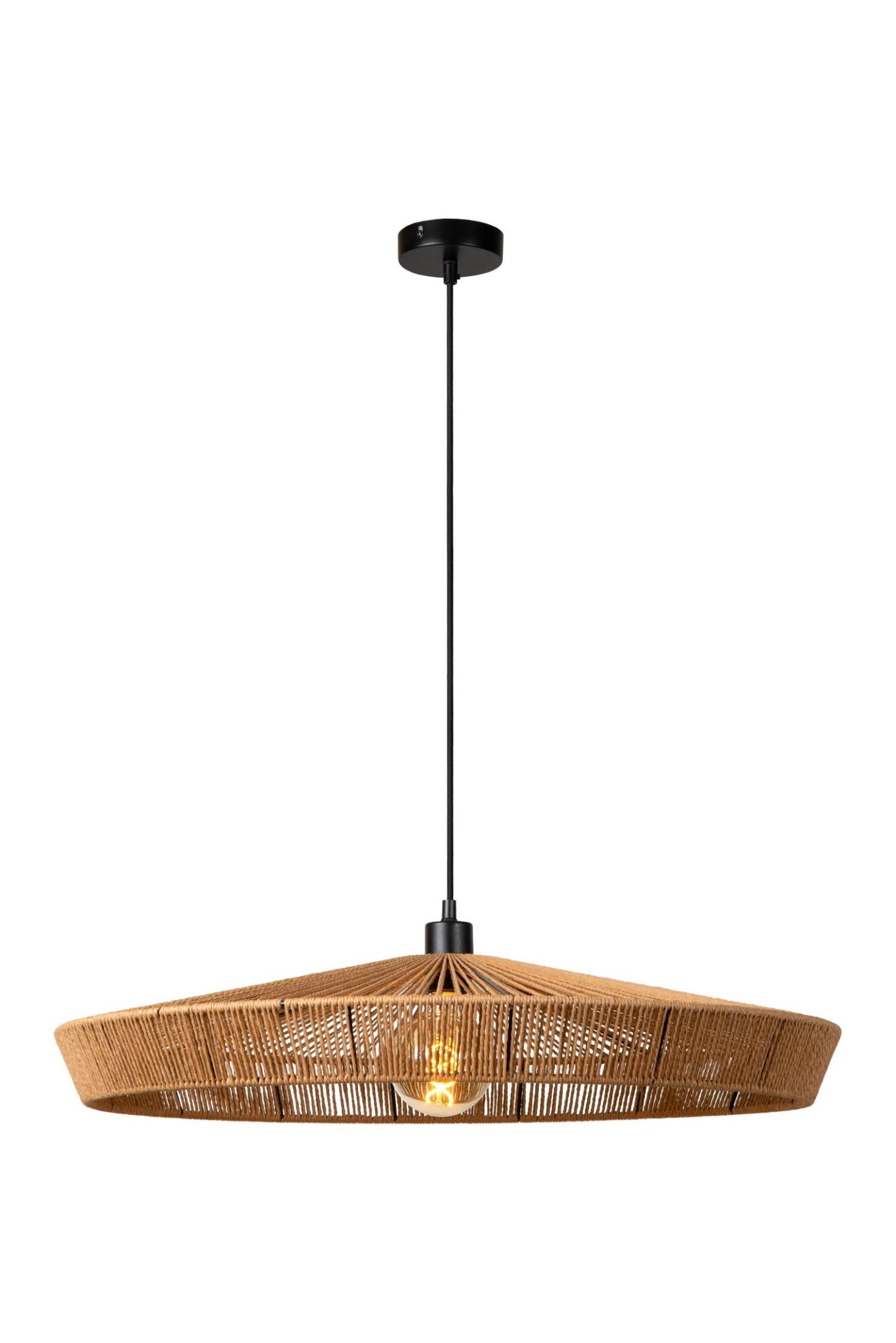 Yunkai Ceiling Lights - Matt Black/Natural Paper - 700mm Diameter