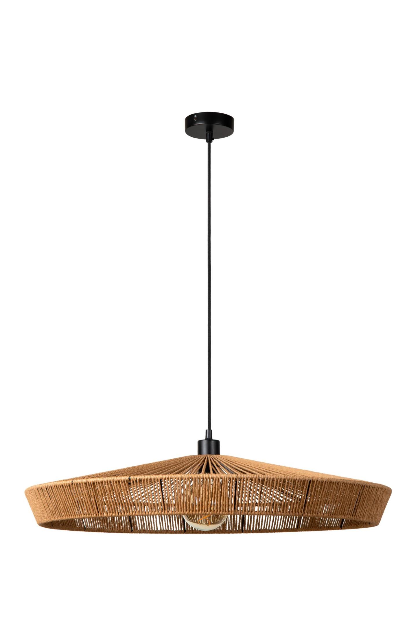 Yunkai Ceiling Lights - Matt Black/Natural Paper - 700mm Diameter