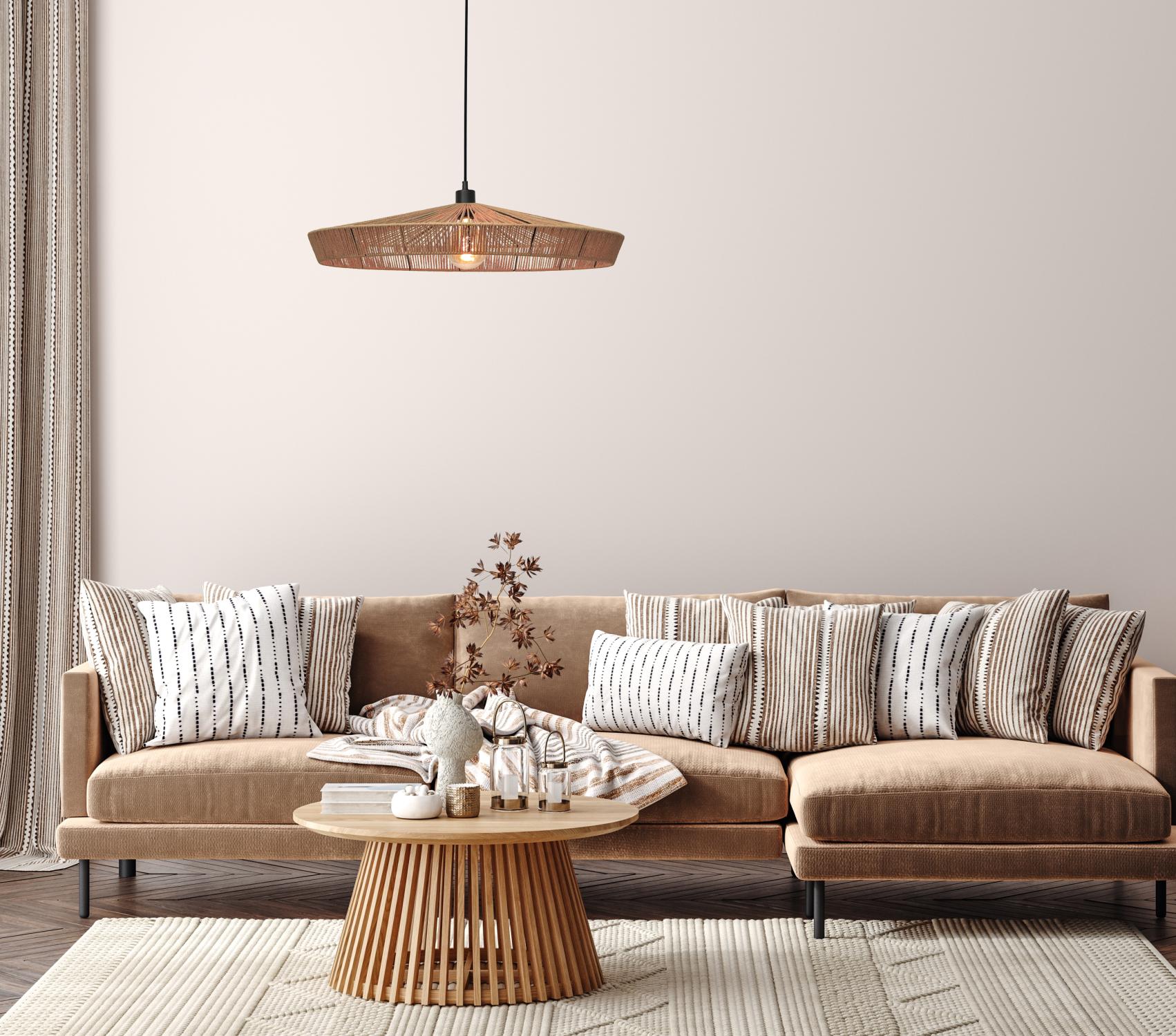 Yunkai Ceiling Lights - Matt Black/Natural Paper - 700mm Diameter