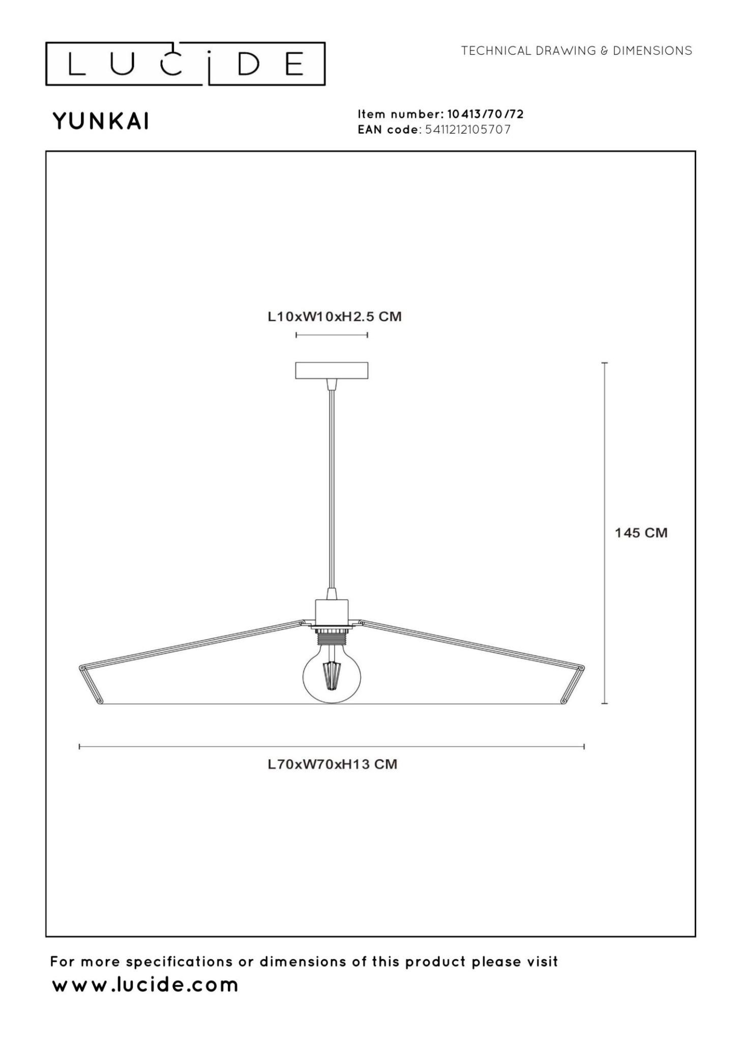 Yunkai Ceiling Lights - Matt Black/Natural Paper - 700mm Diameter