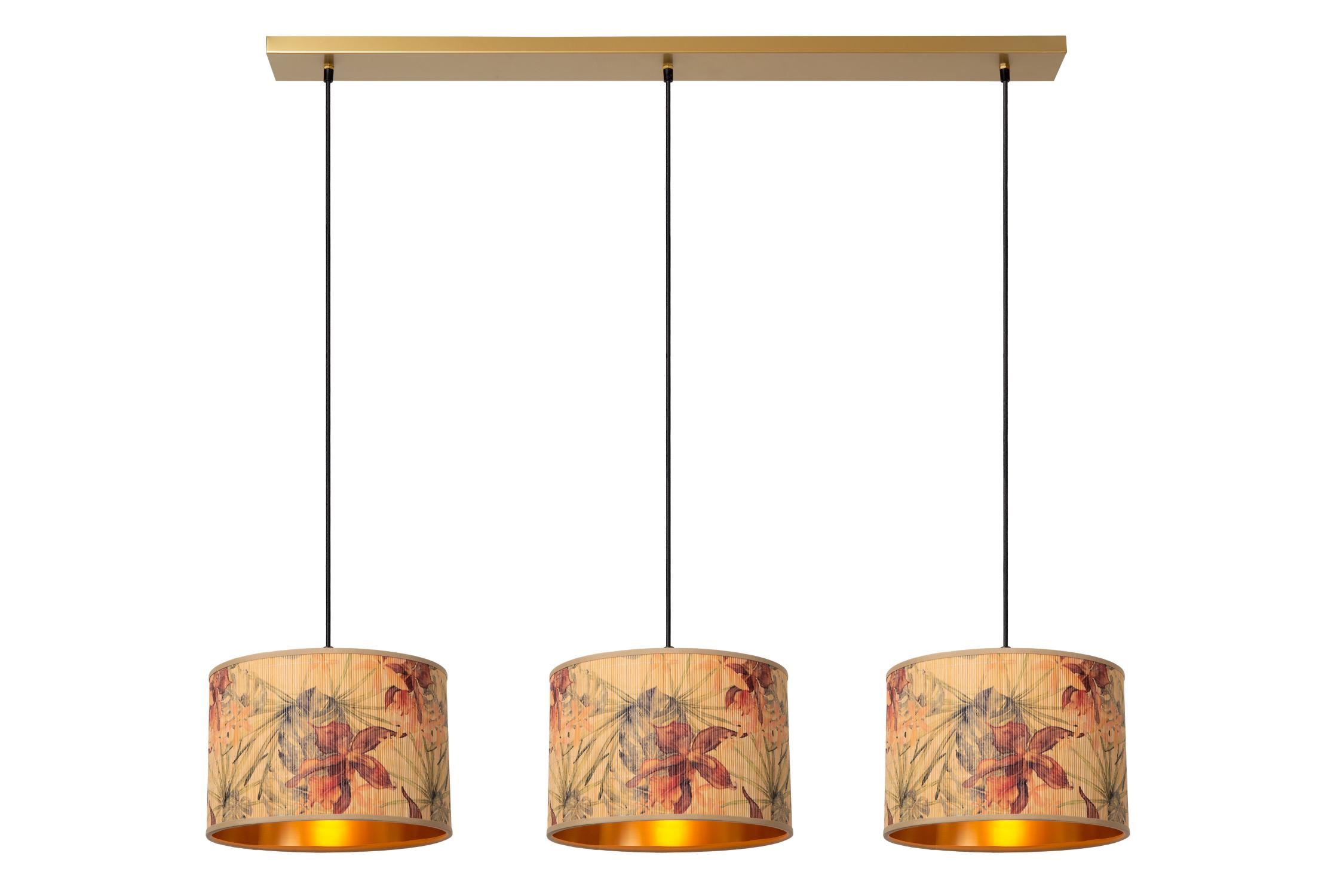 Tanselle Ceiling Lights - Matt Gold/Patterned Bamboo