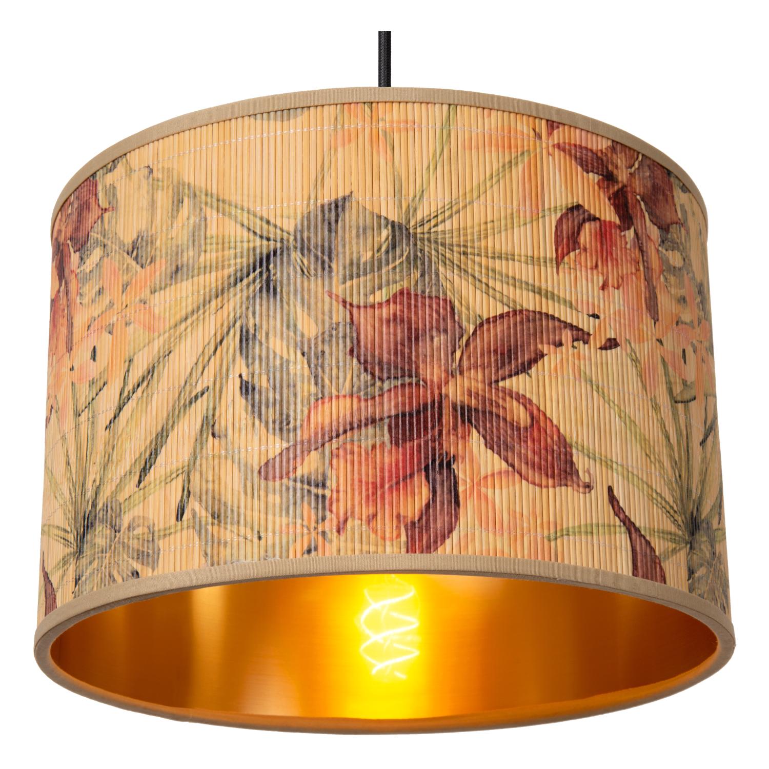 Tanselle Ceiling Lights - Matt Gold/Patterned Bamboo