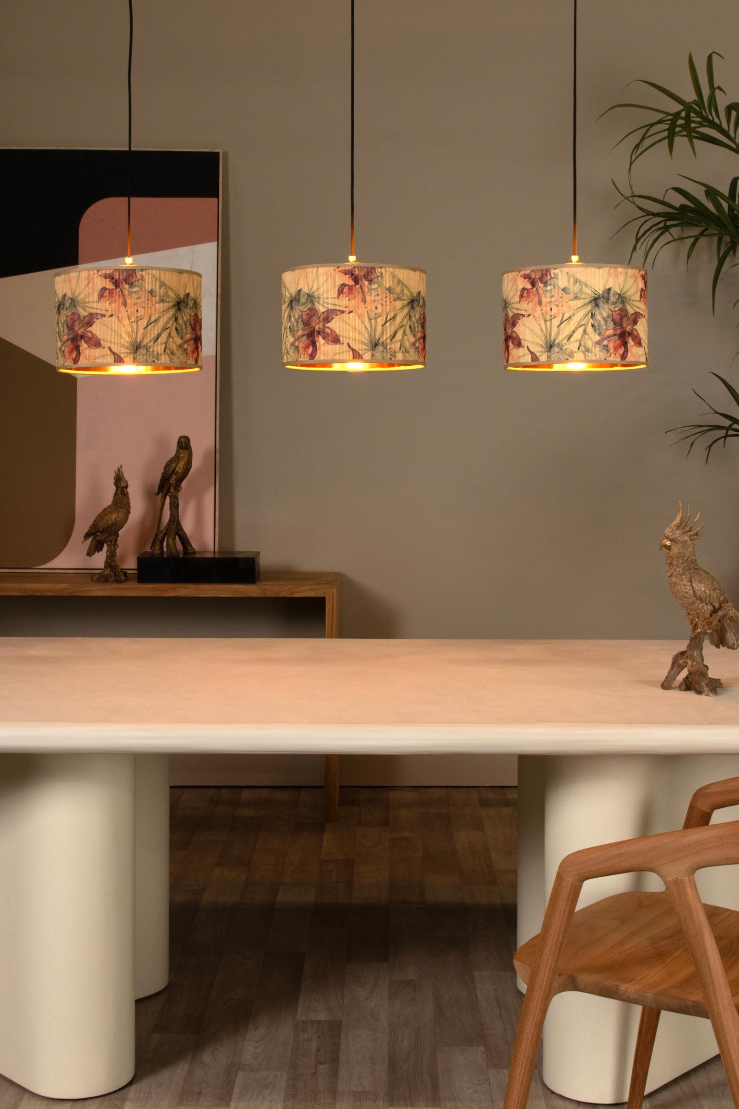 Tanselle Ceiling Lights - Matt Gold/Patterned Bamboo