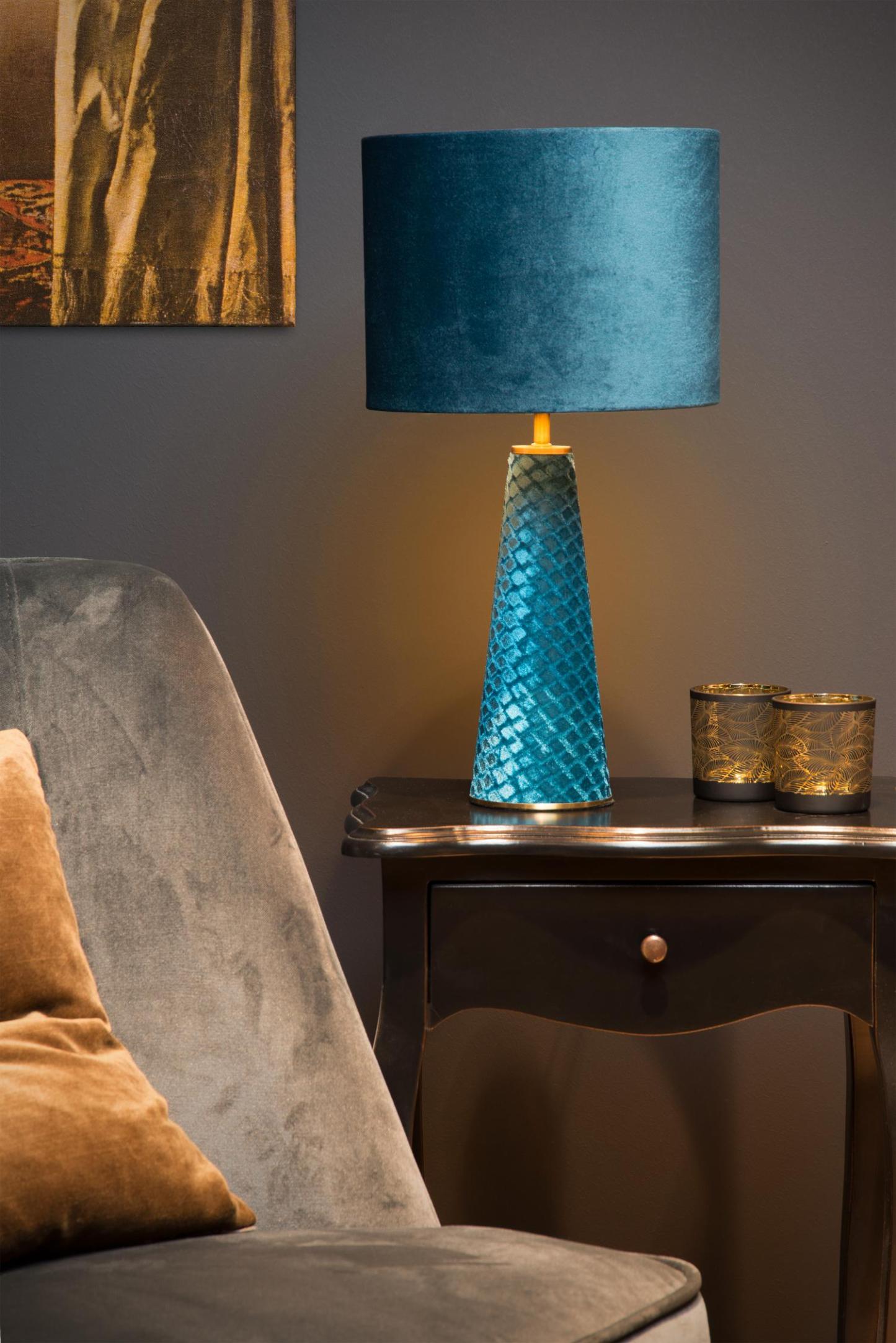 Velvet Table Lamp - Grey Velvet/Matt Black
