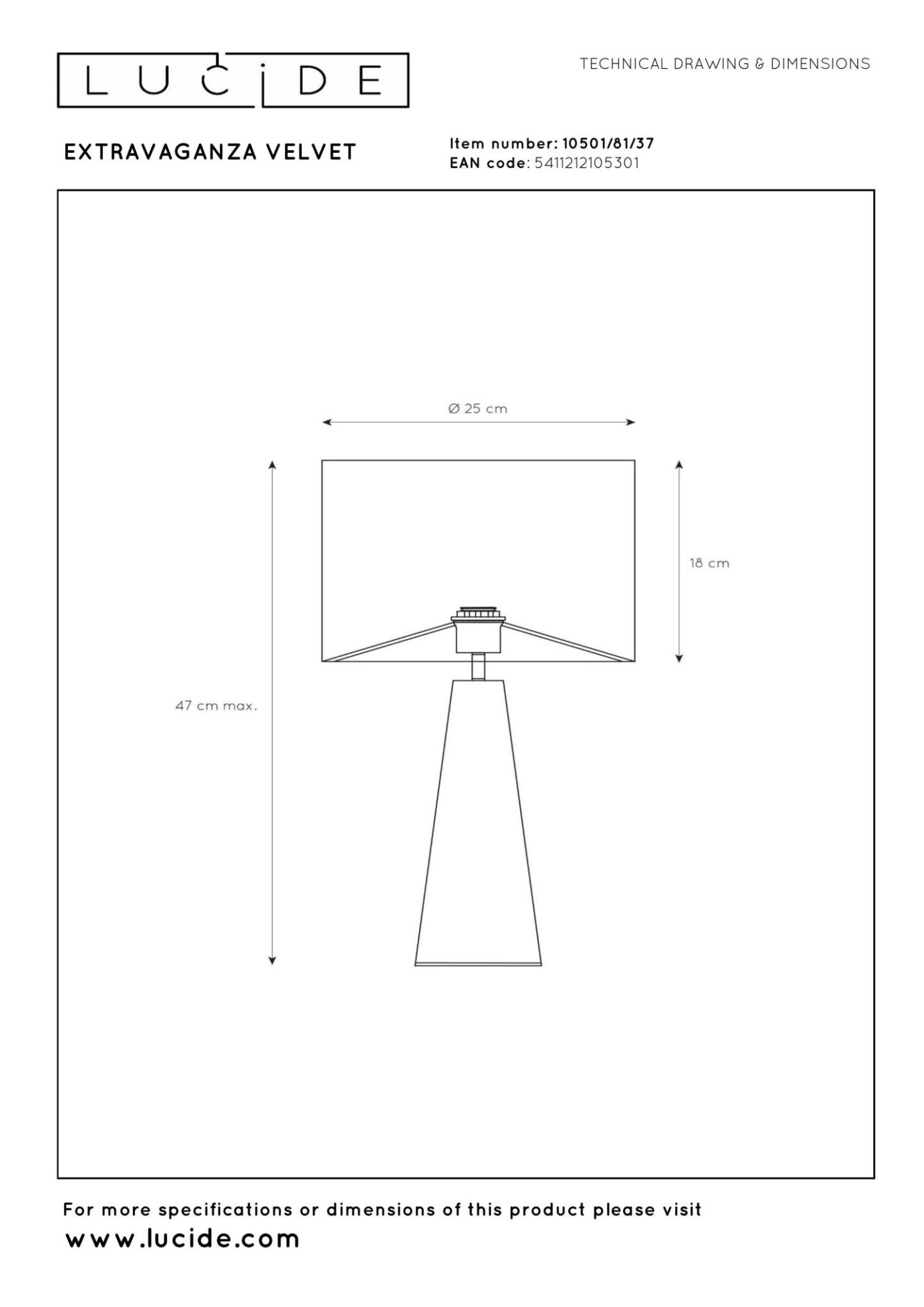 Velvet Table Lamp - Grey Velvet/Matt Black