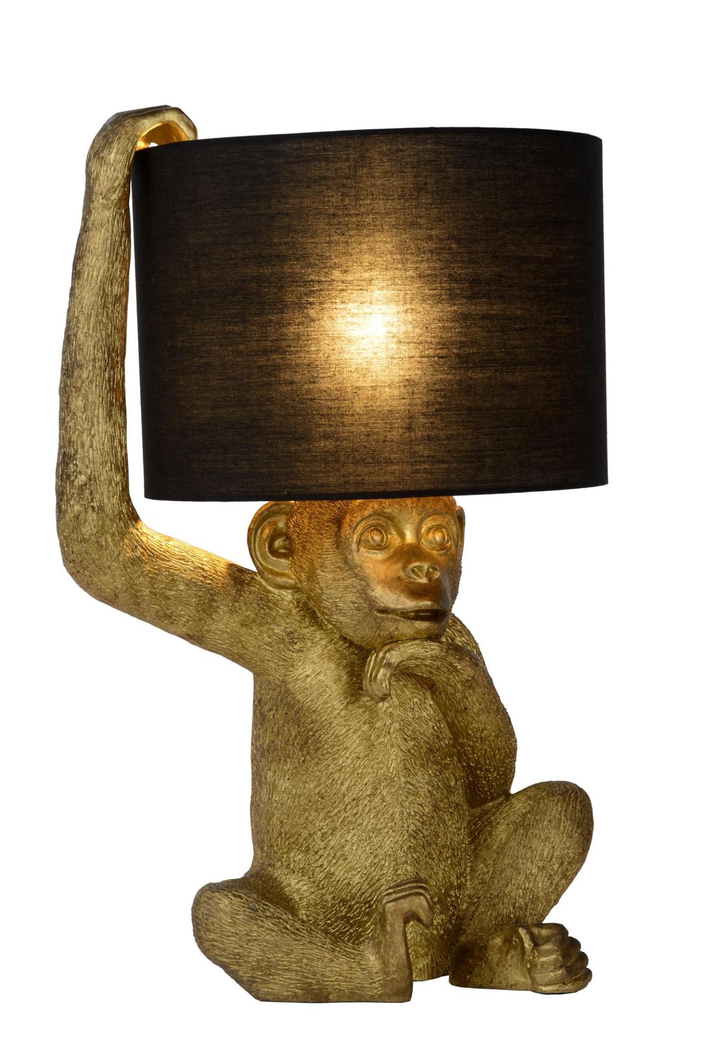 Chimp Table Lamp - Patterned Gold/Smoked Black