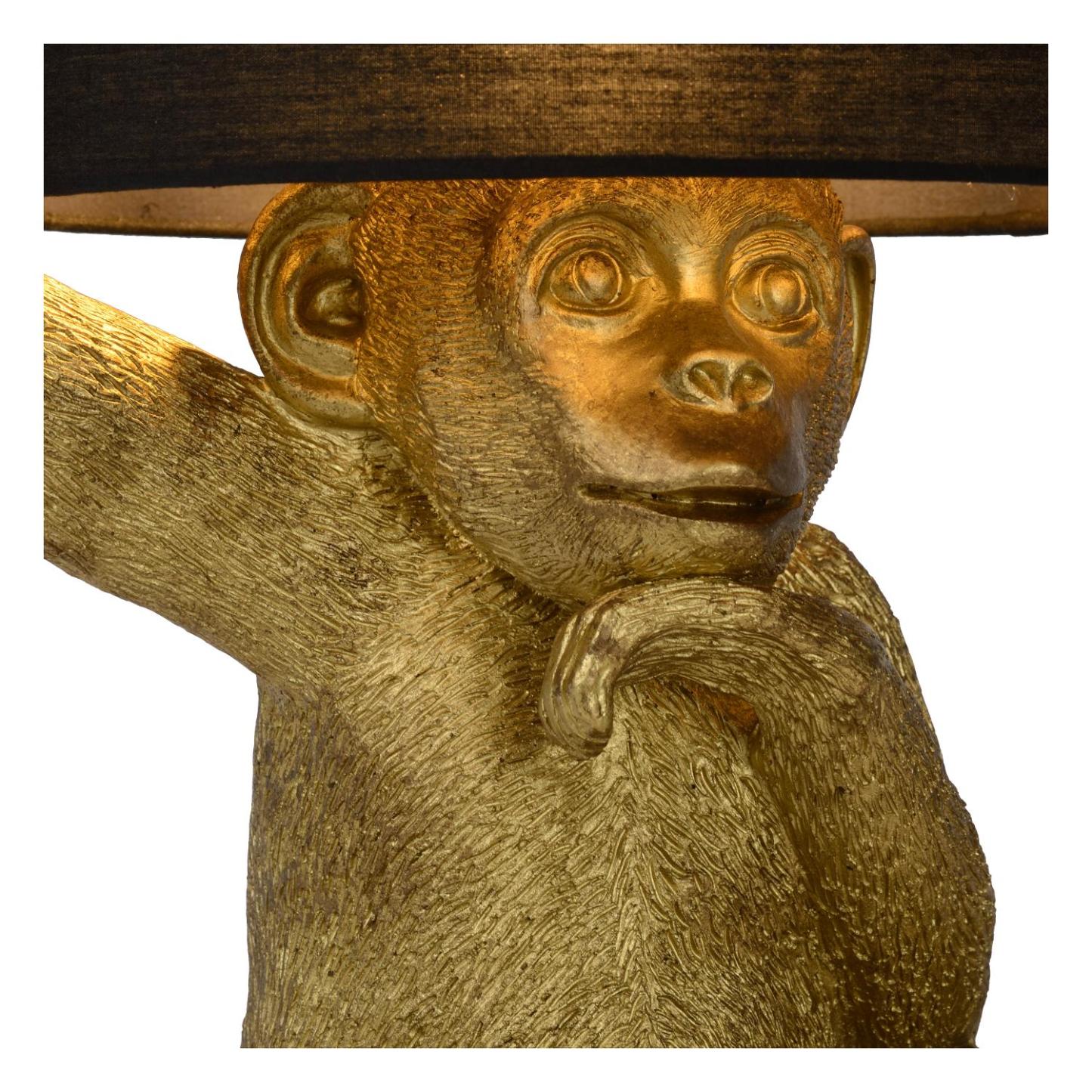 Chimp Table Lamp - Patterned Gold/Smoked Black
