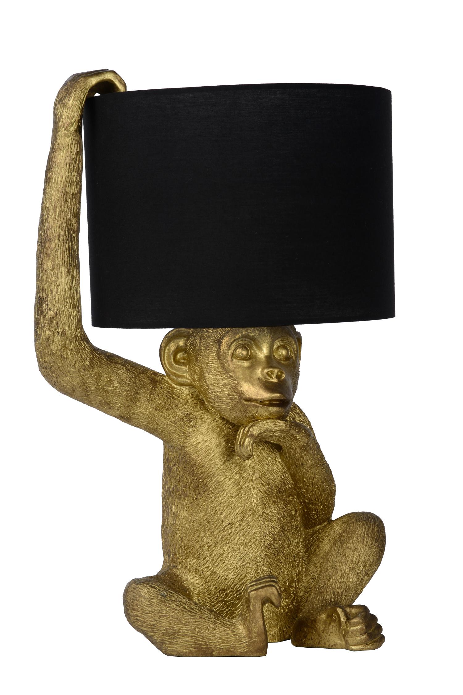Chimp Table Lamp - Patterned Gold/Smoked Black