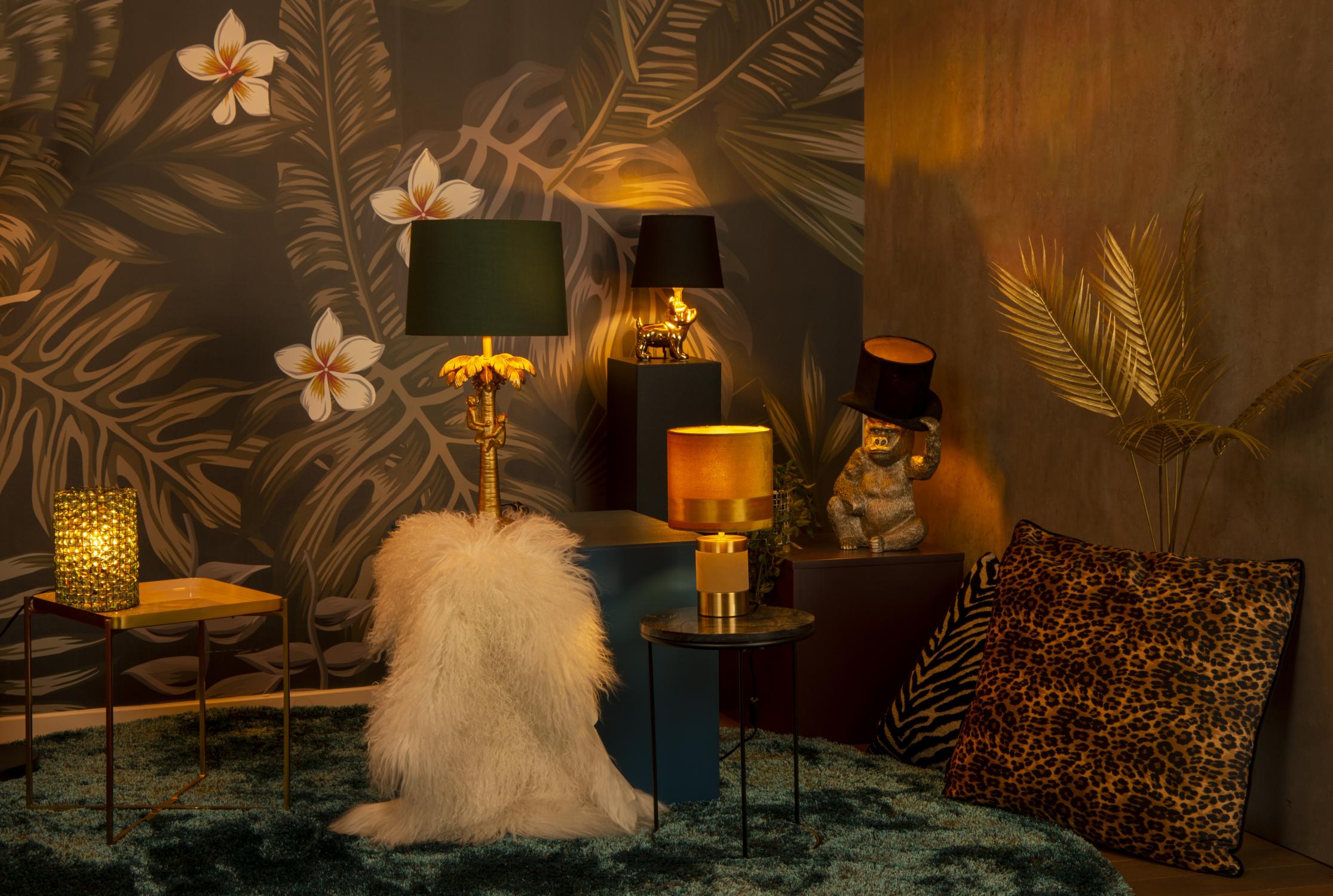 Coconut Table Lamp - Patterned Gold/Matt Black