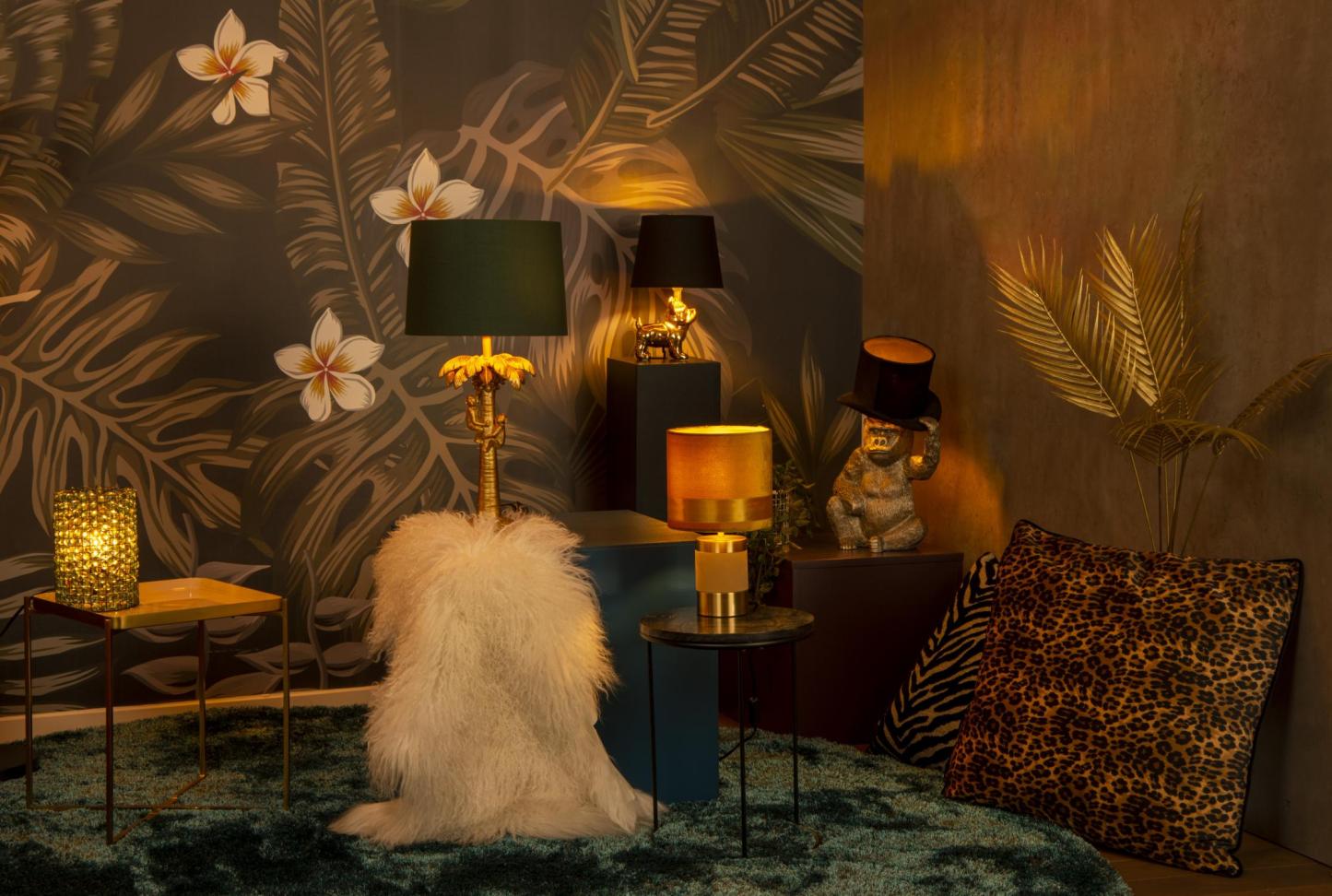 Coconut Table Lamp - Patterned Gold/Matt Black