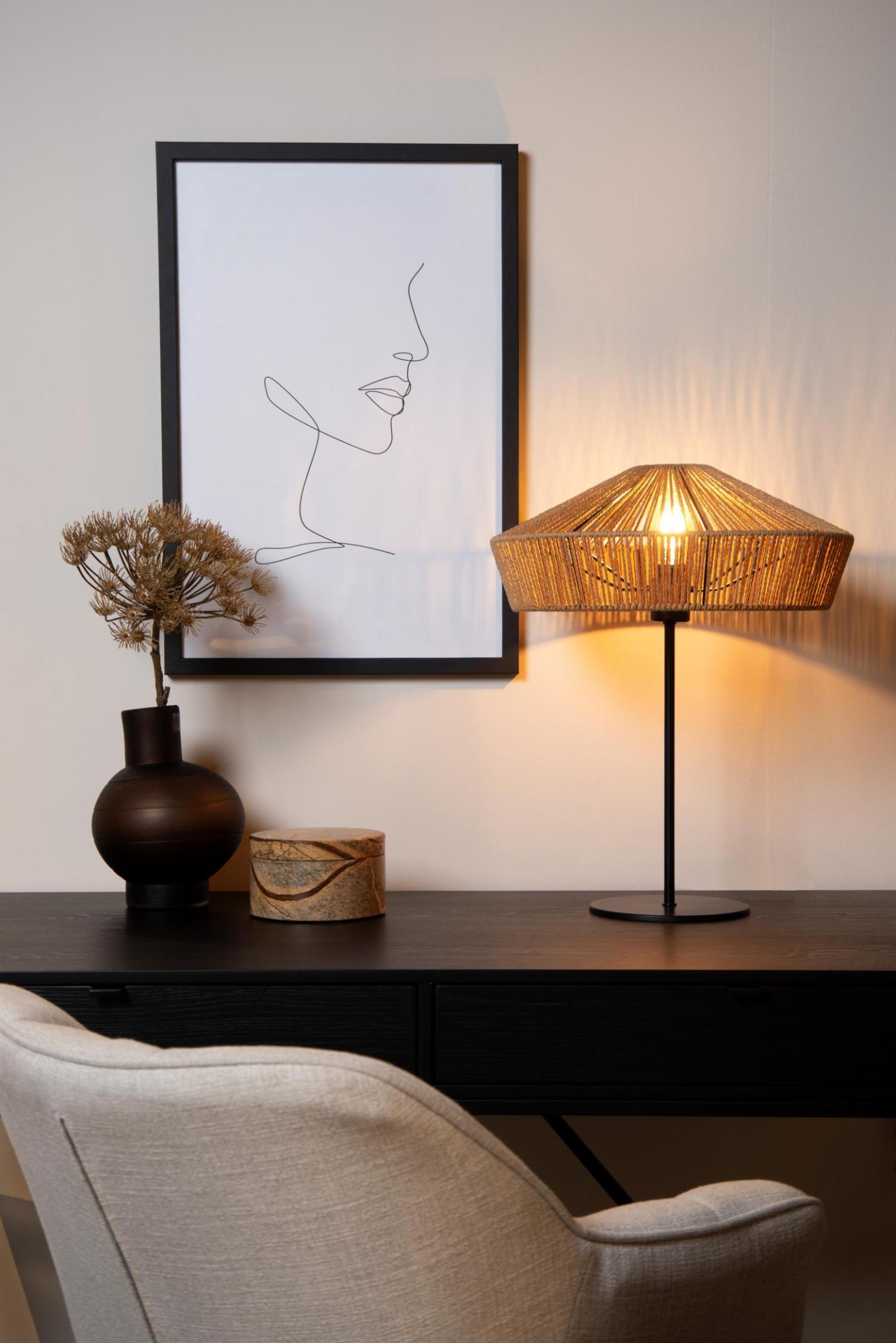 Yunkai Table Lamp - Matt Black/Natural Paper