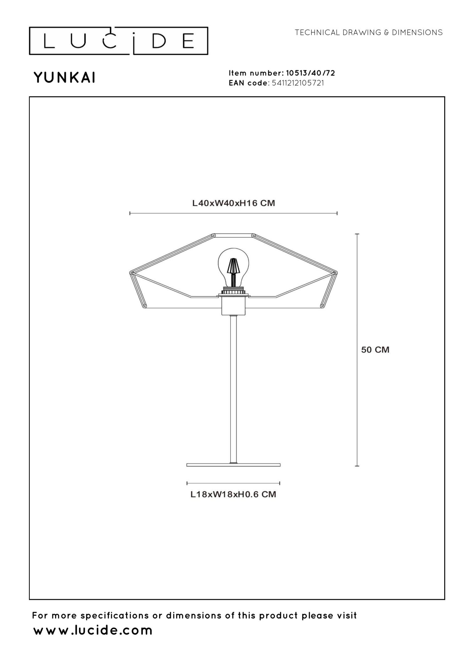 Yunkai Table Lamp - Matt Black/Natural Paper