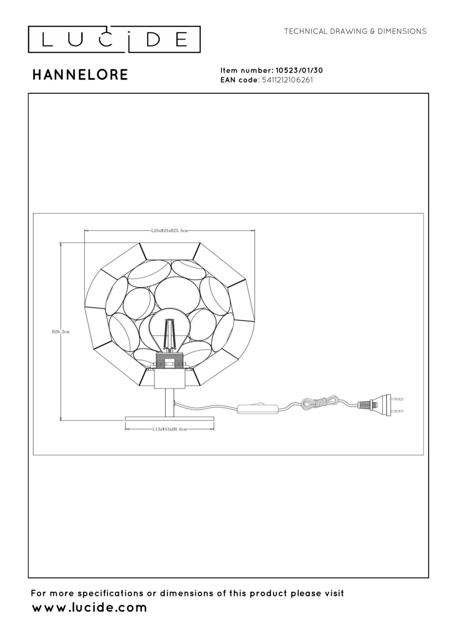 Hannelore Table Lamp - Matt Gold