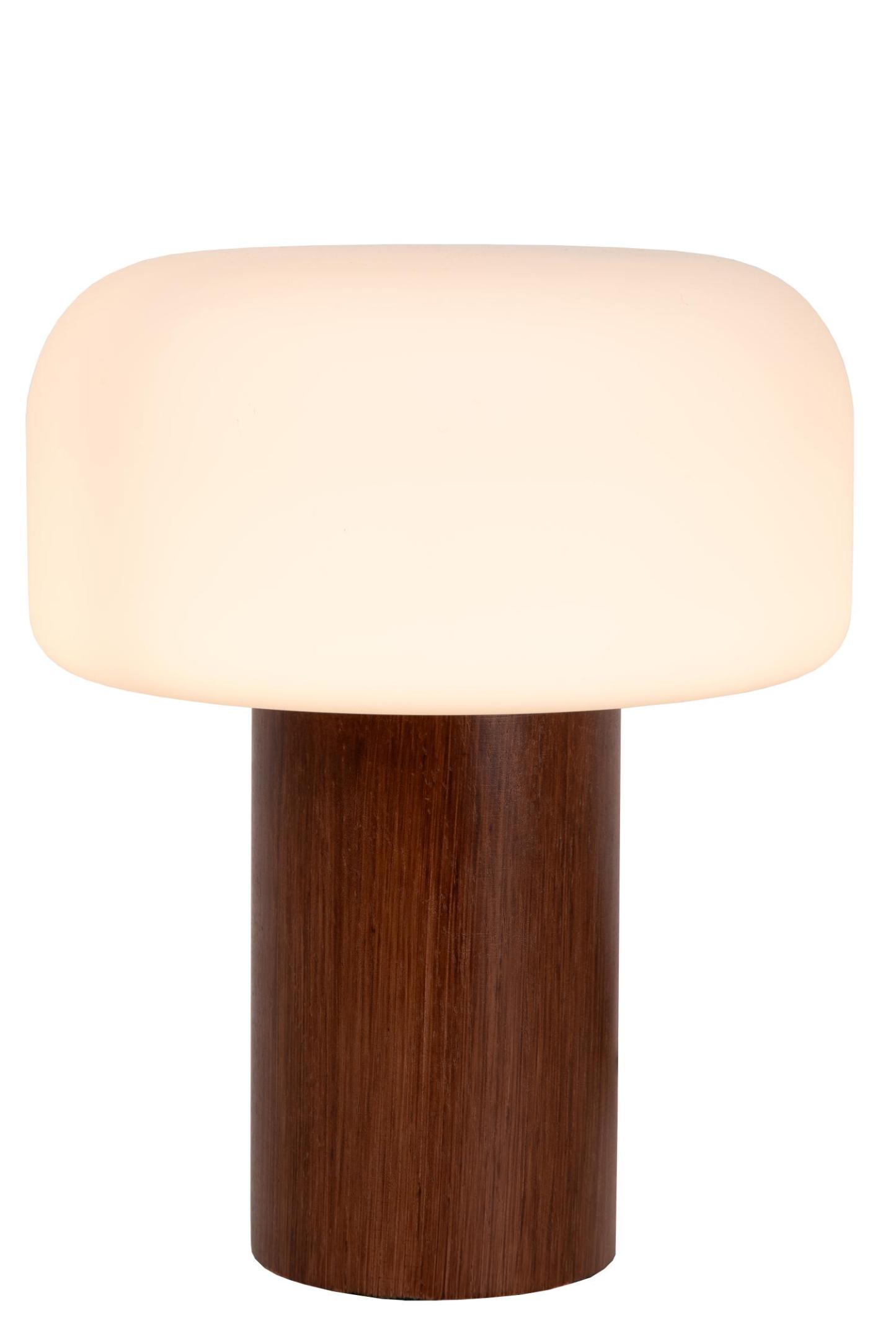 Kenan Table Lamp - Dark Wood/Opal