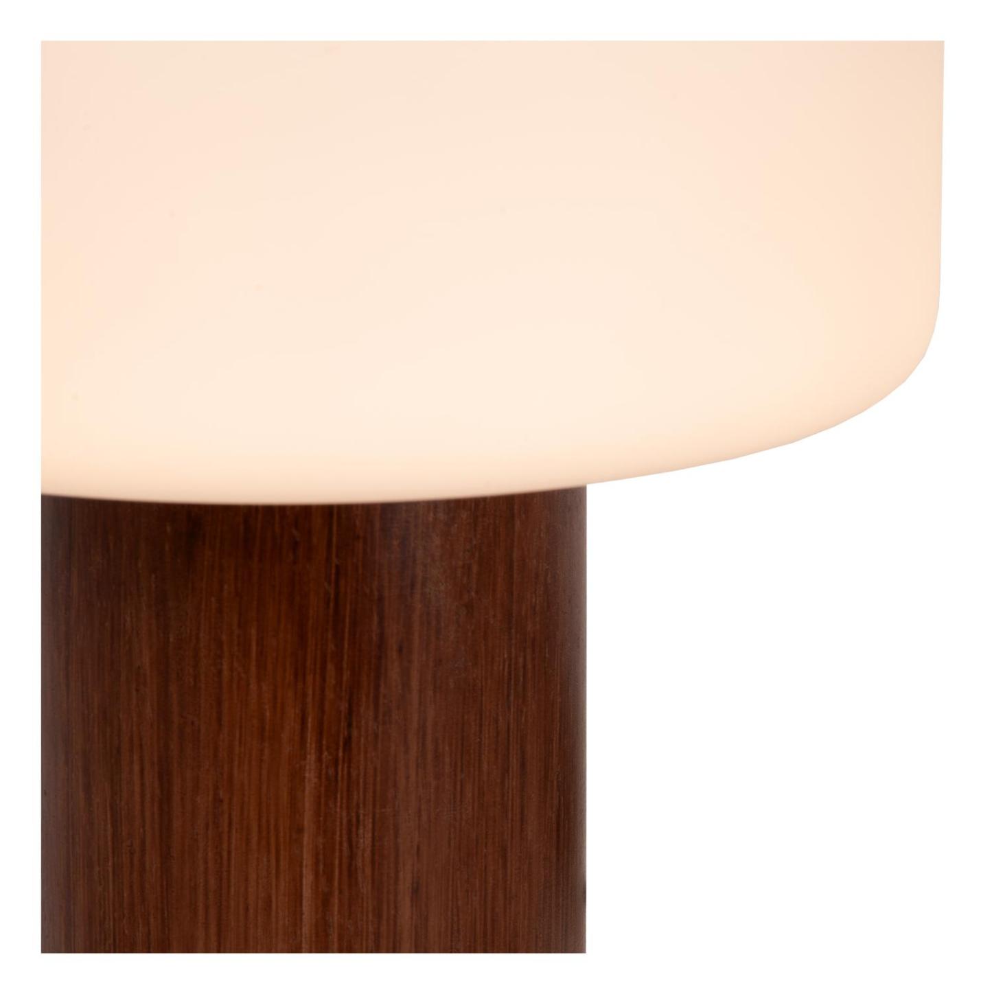 Kenan Table Lamp - Dark Wood/Opal