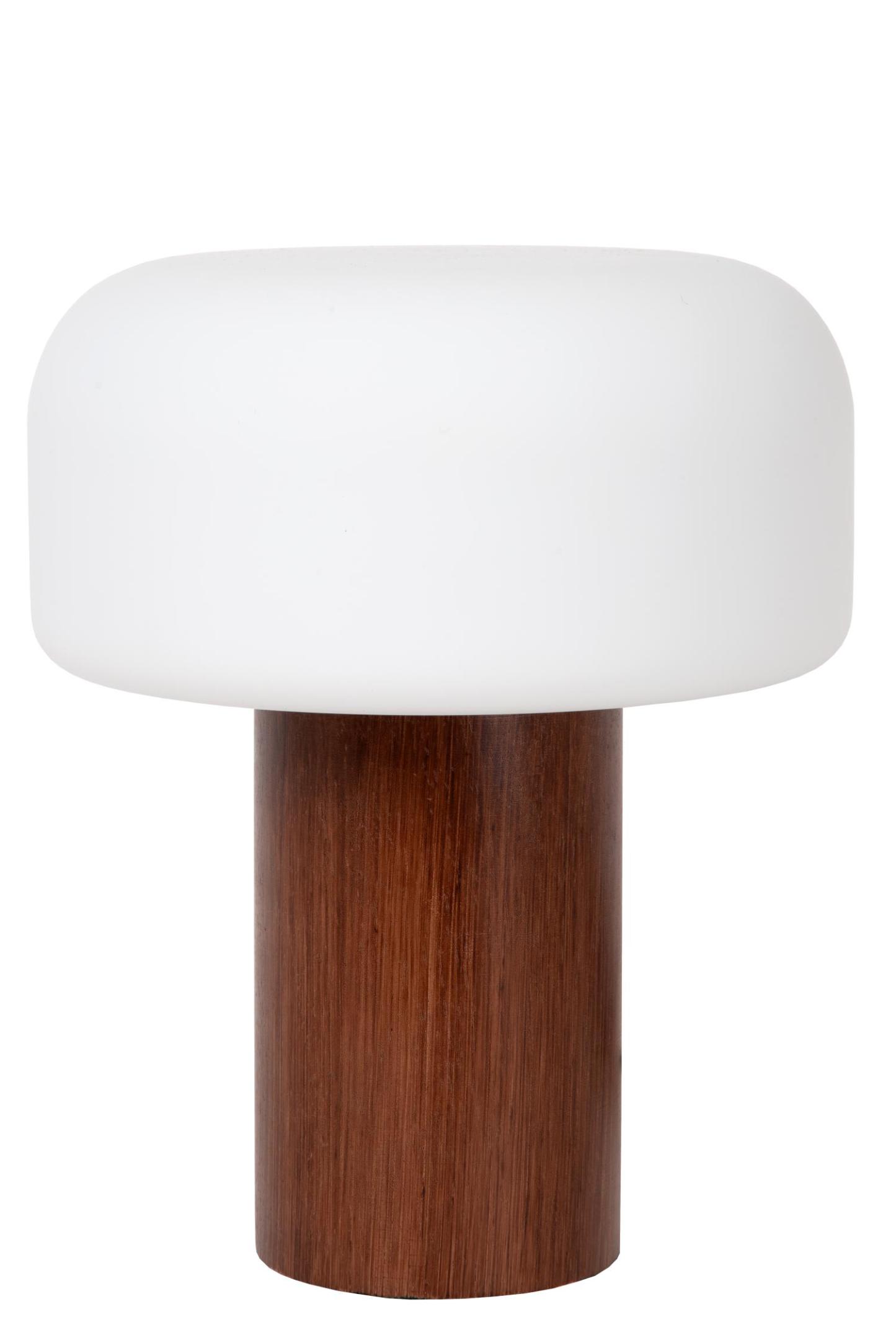 Kenan Table Lamp - Dark Wood/Opal