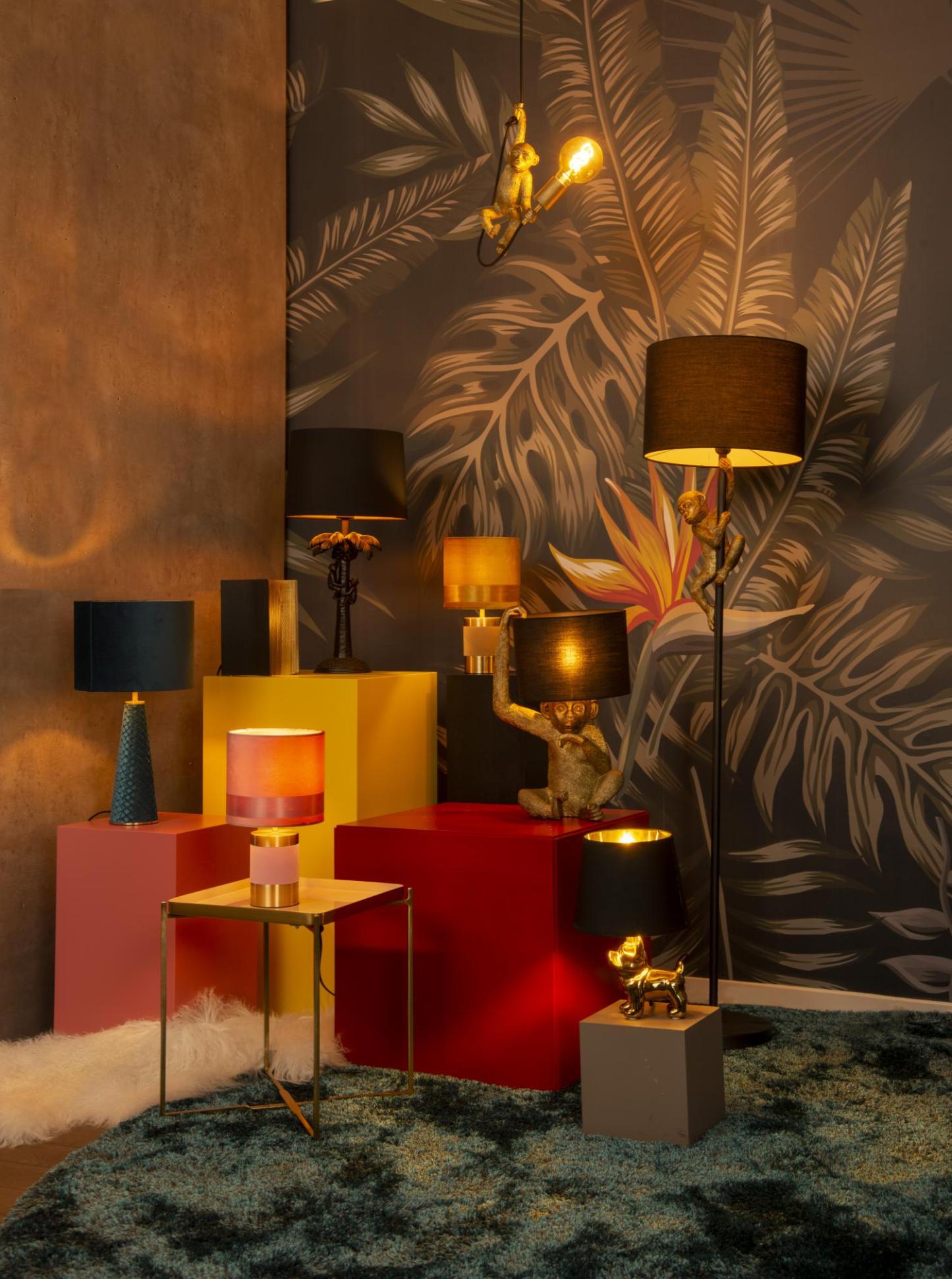 Coconut Table Lamp - Patterned Gold/Matt Black