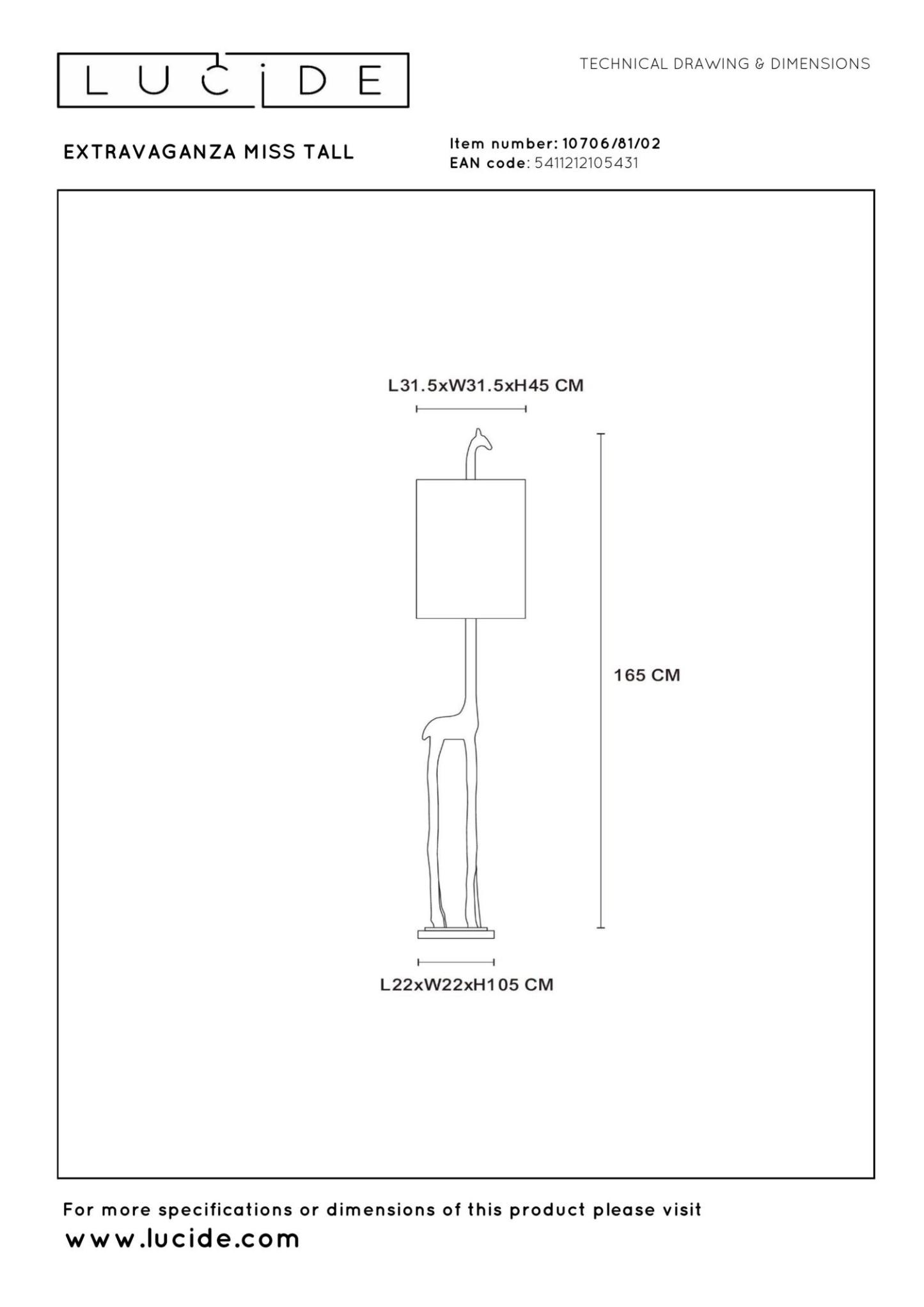 Miss Floor Lamp - Polished Gold/Giraffe