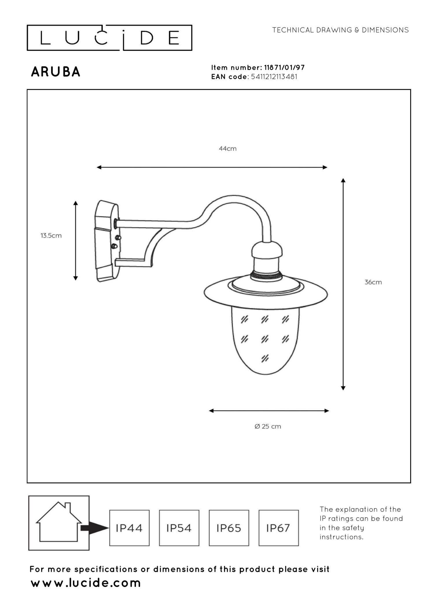 Aruba Outdoor Lights - Matt Black/Opal
