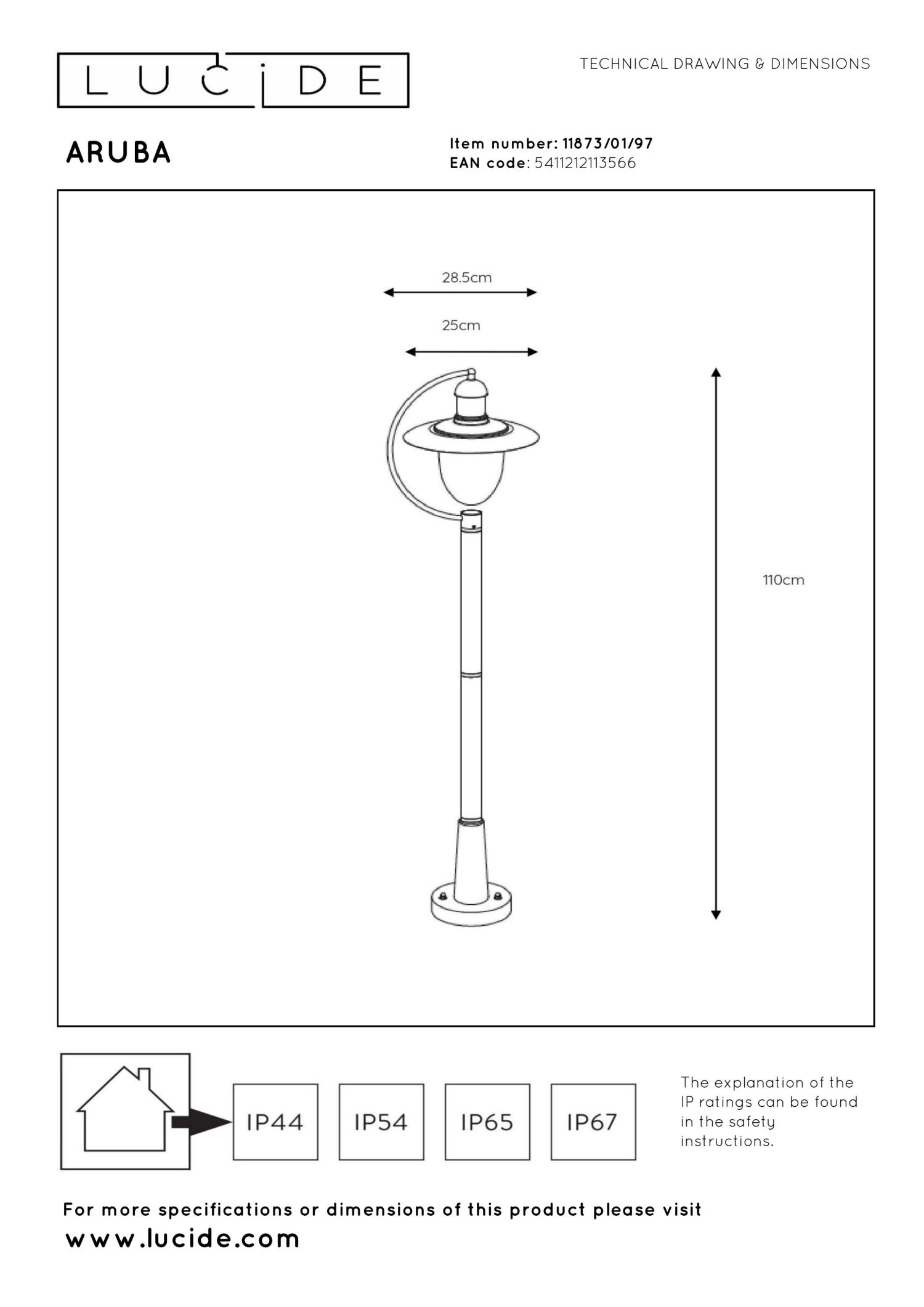 Aruba Outdoor Lights - Matt Black/Opal