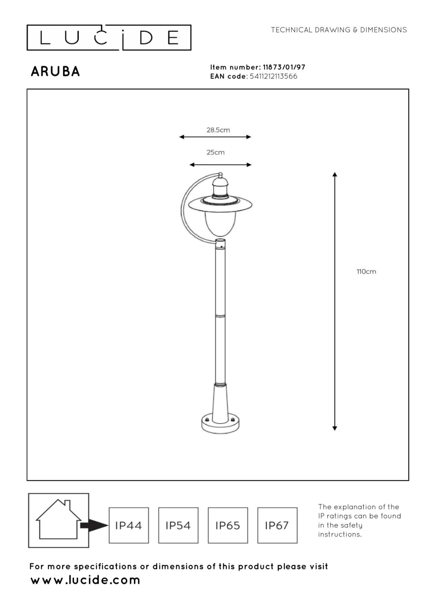 Aruba Outdoor Lights - Matt Black/Opal