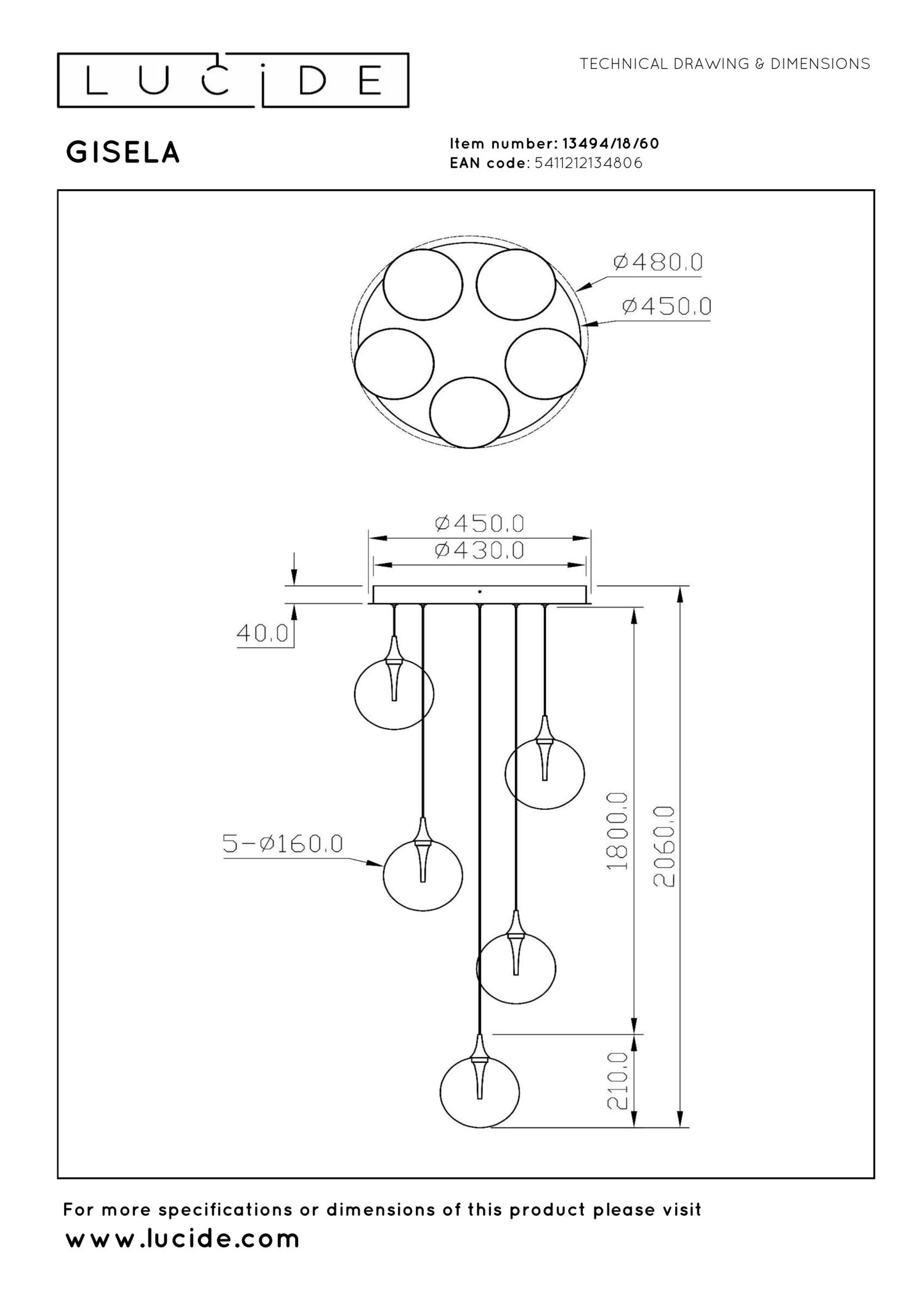 Gisela Ceiling Lights - Matt Black/Clear Glass