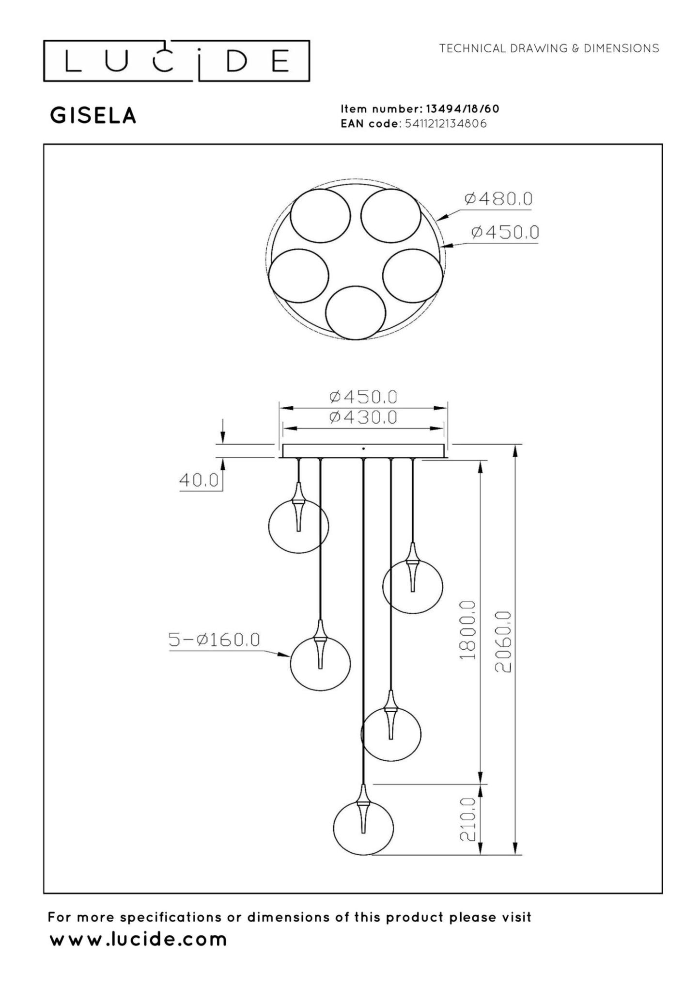 Gisela Ceiling Lights - Matt Black/Clear Glass