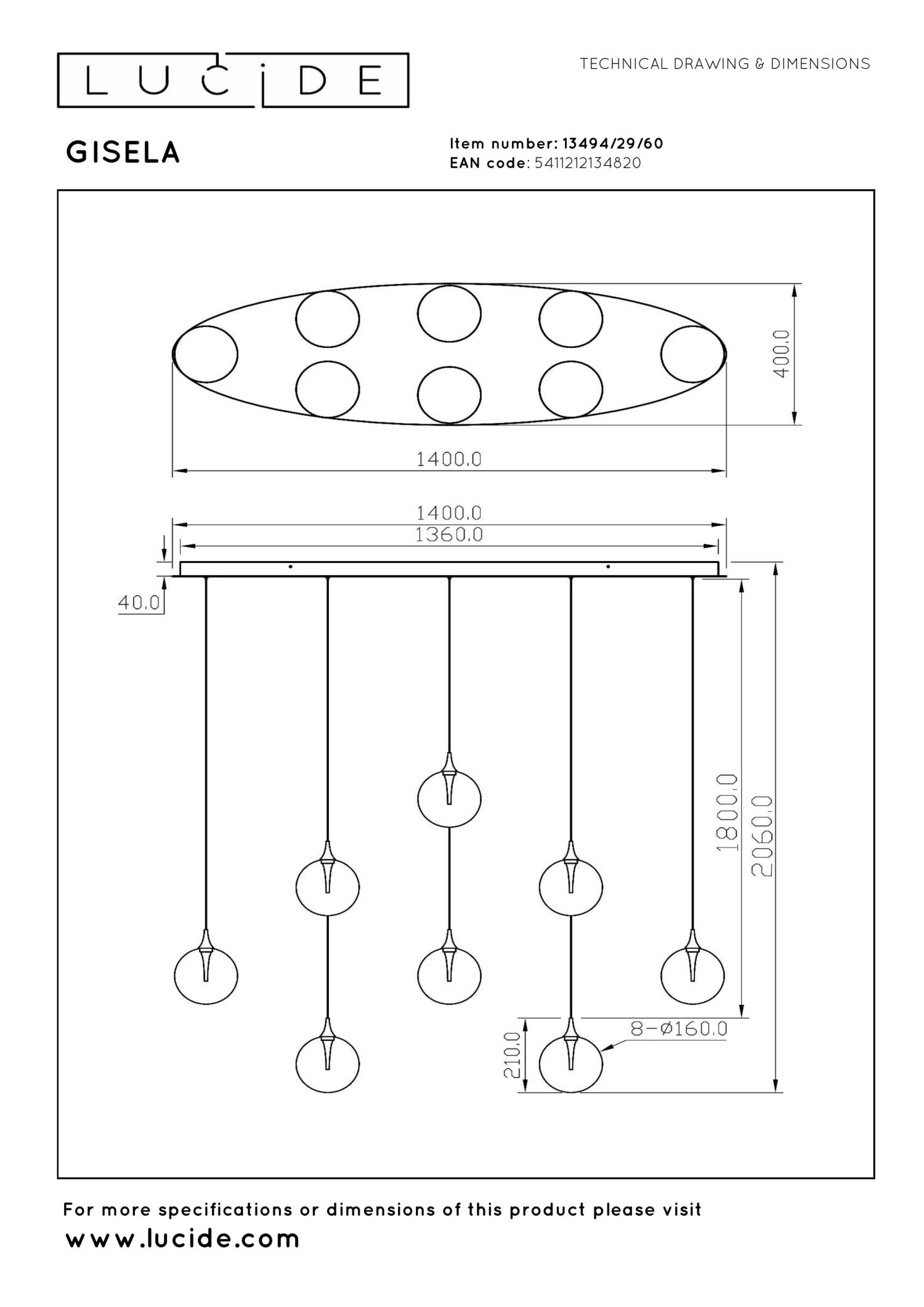 Gisela Ceiling Lights - Matt Black/Clear Glass