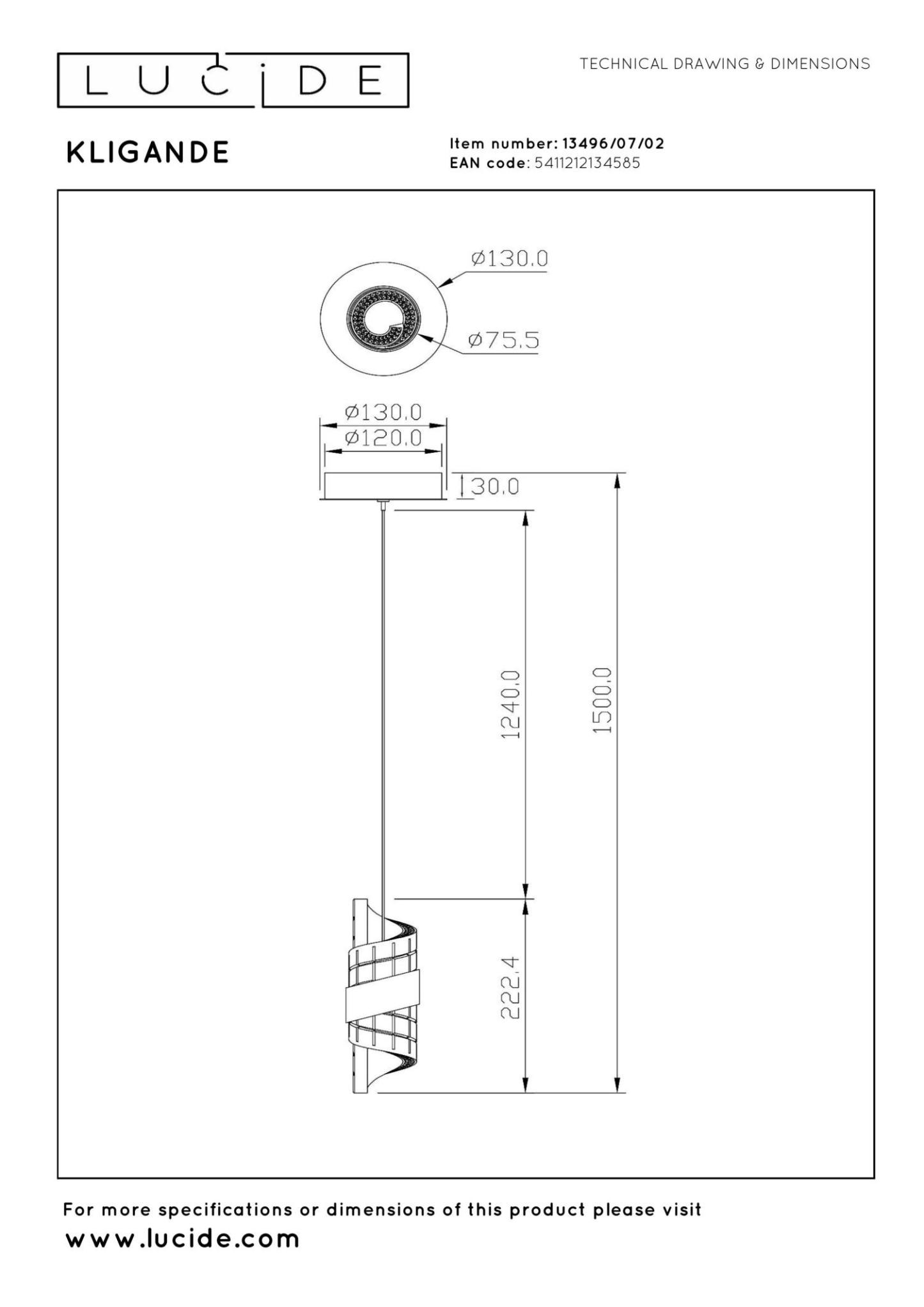 Kligande Ceiling Lights - Matt Gold/Patterned Glass