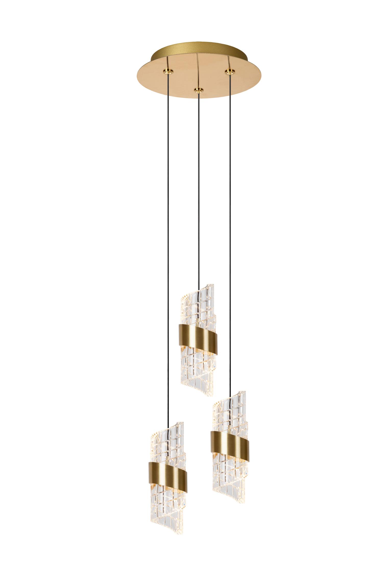Kligande Ceiling Lights - Matt Gold/Patterned Glass