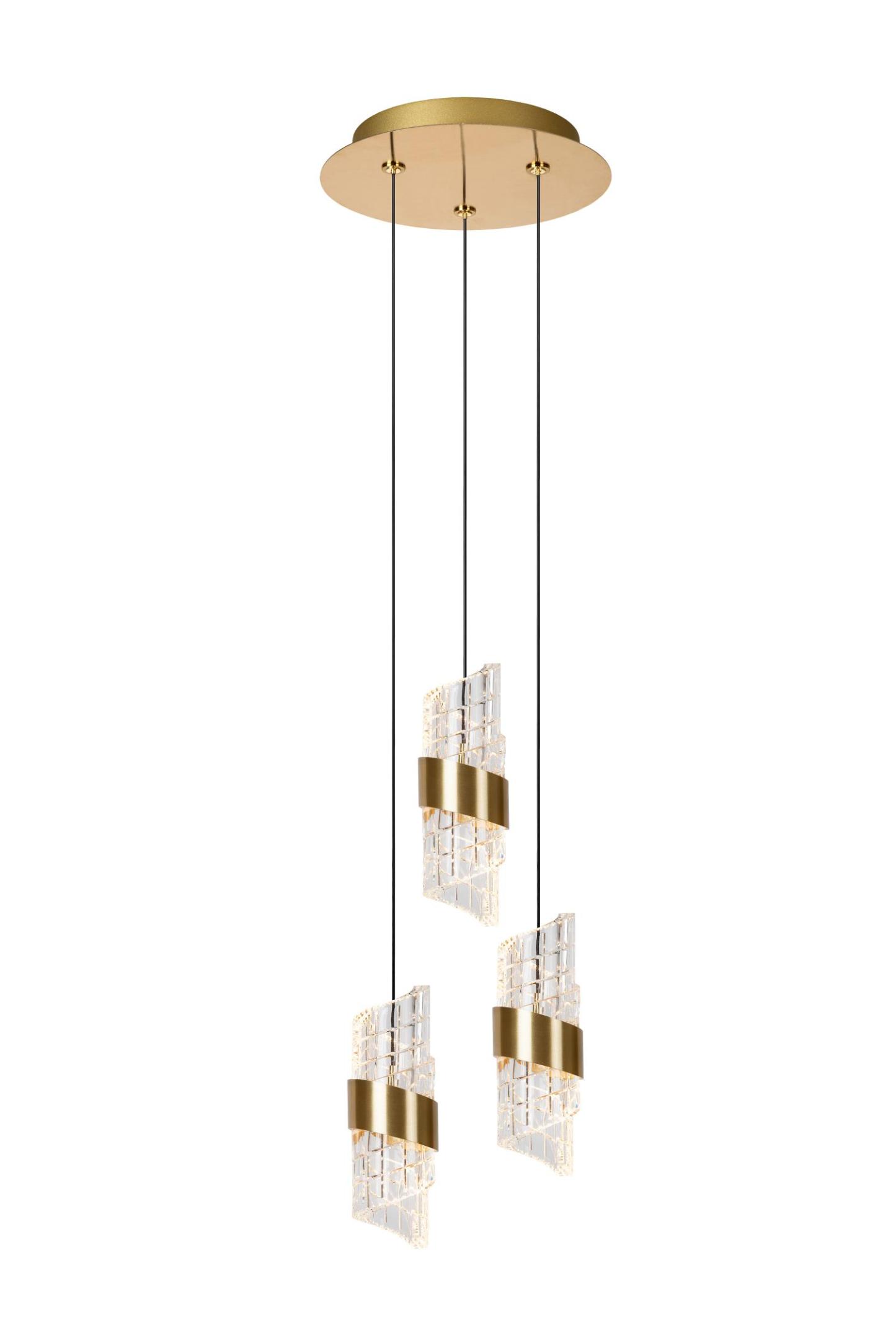 Kligande Ceiling Lights - Matt Gold/Patterned Glass