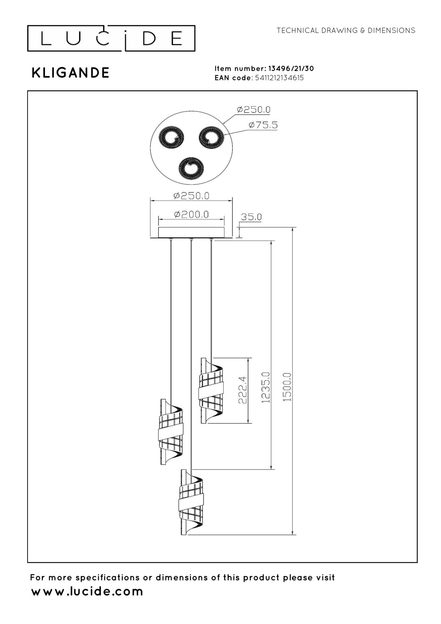 Kligande Ceiling Lights - Matt Gold/Patterned Glass