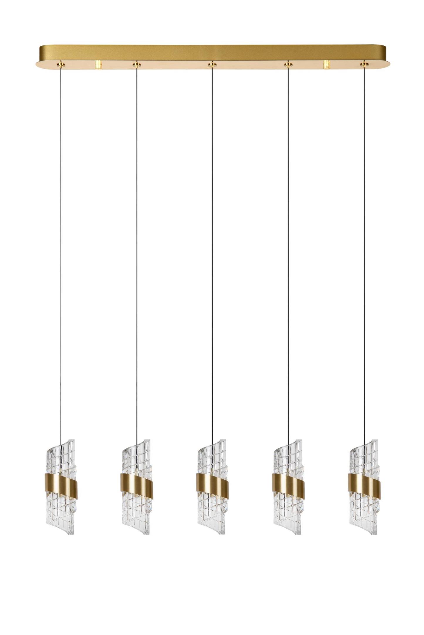 Kligande Ceiling Lights - Matt Gold/Patterned Glass