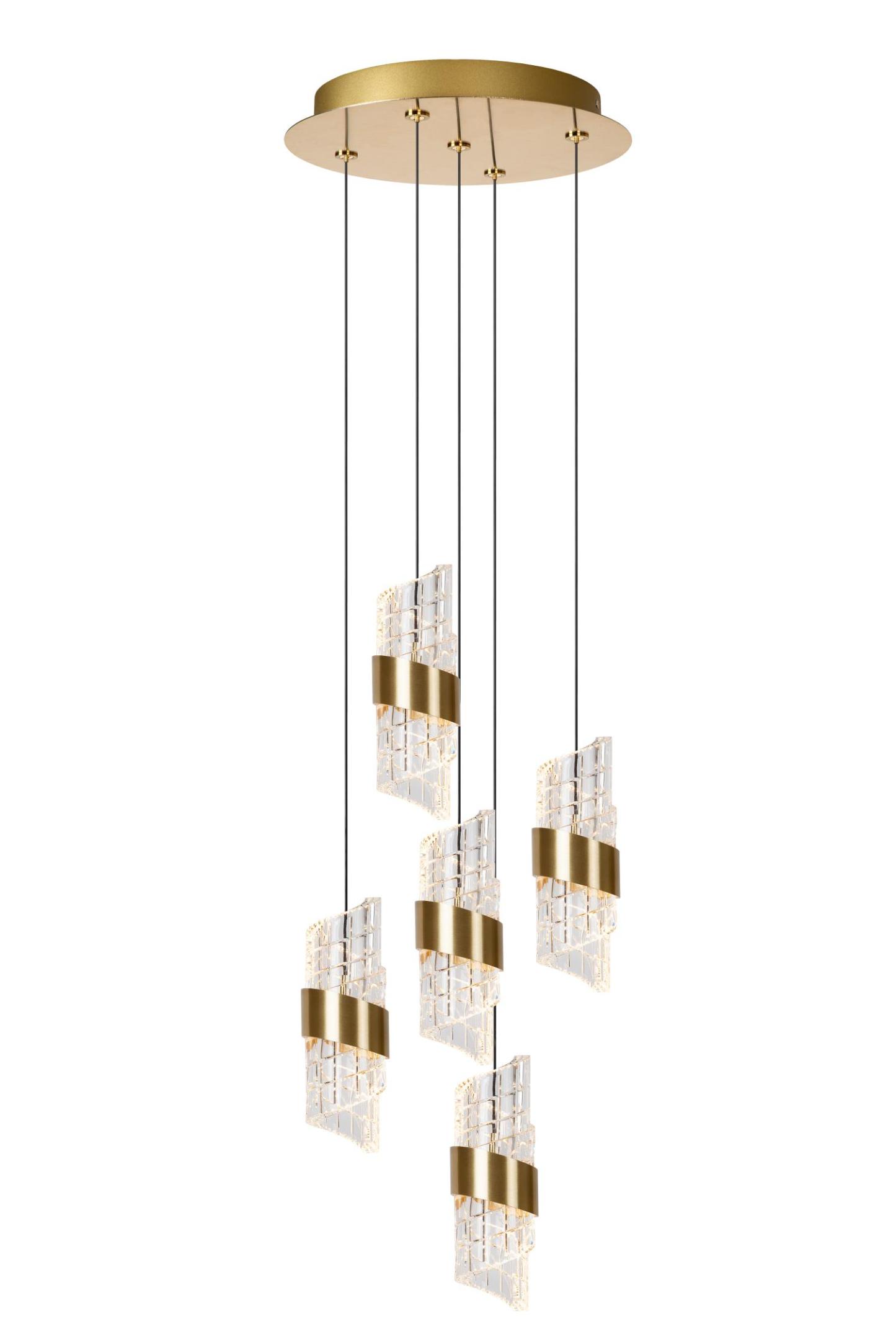 Kligande Ceiling Lights - Matt Gold/Patterned Glass