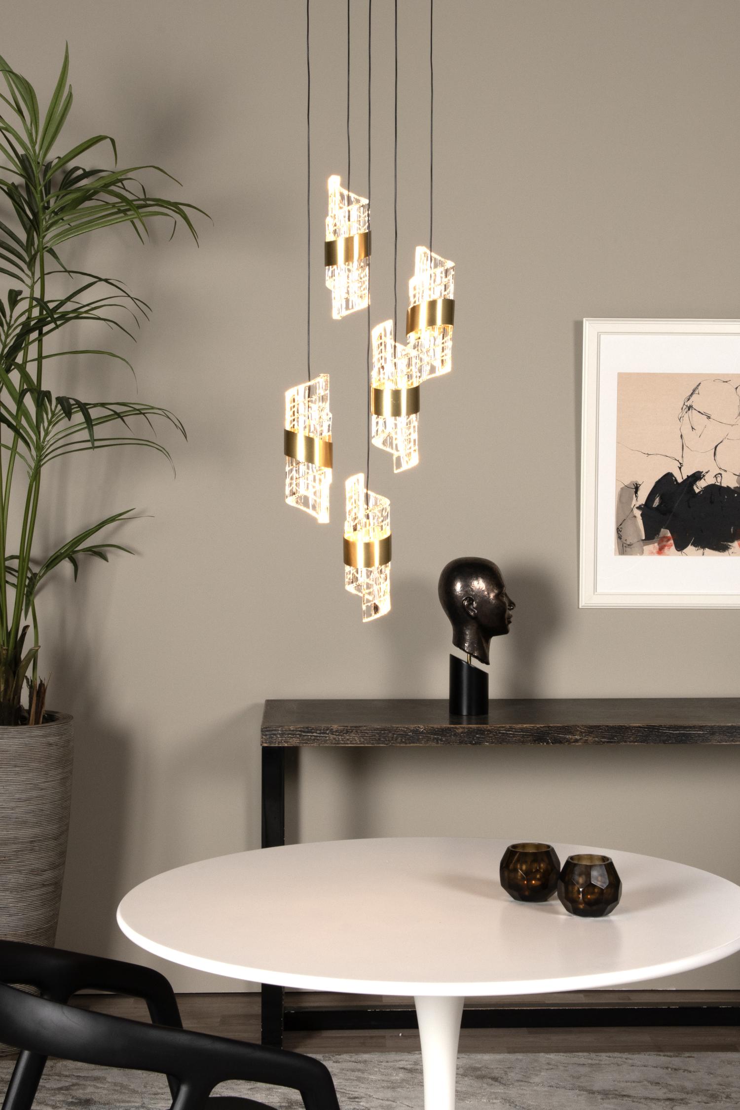 Kligande Ceiling Lights - Matt Gold/Patterned Glass