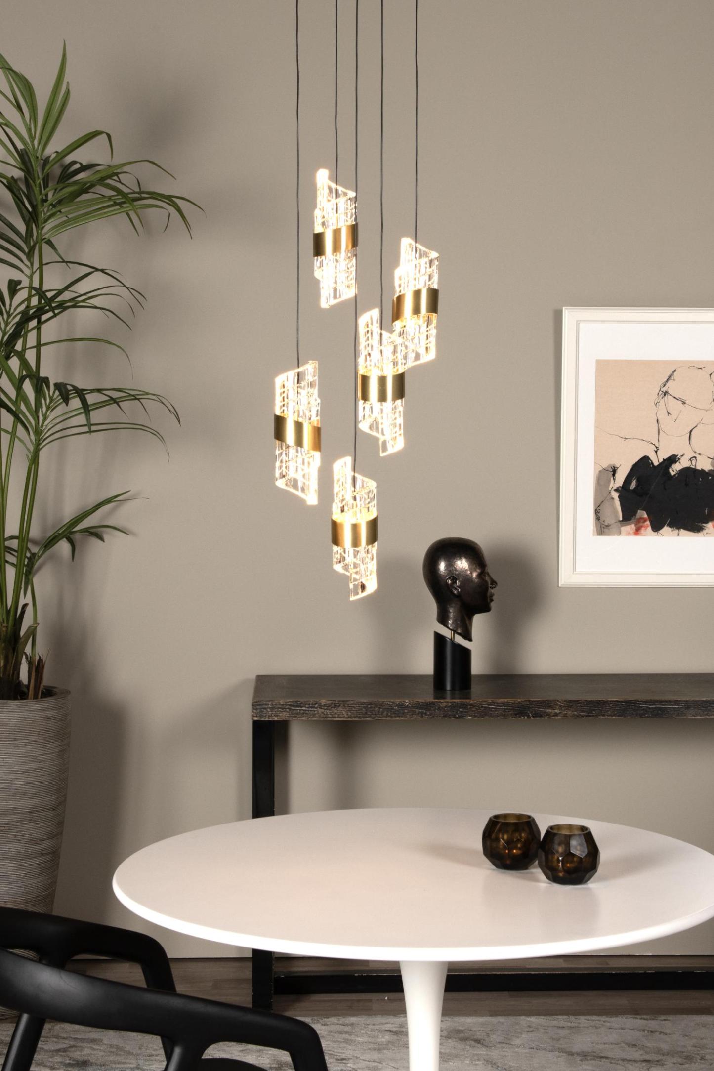 Kligande Ceiling Lights - Matt Gold/Patterned Glass