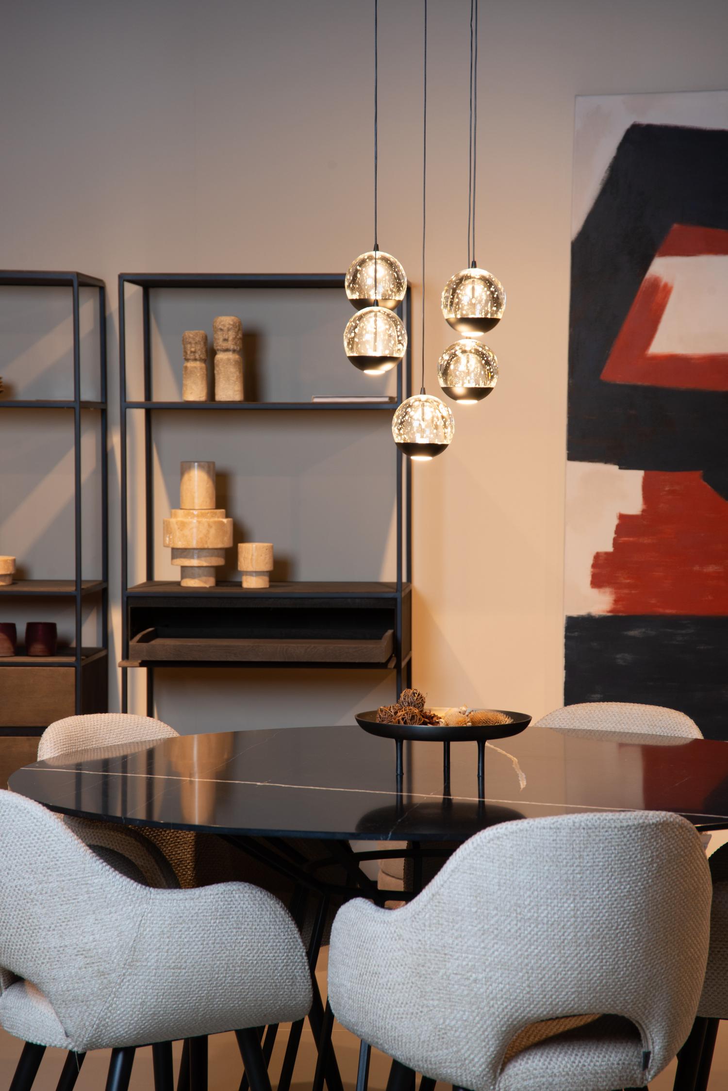 Sentubal Ceiling Lights - Matt Black/Bubbled Glass