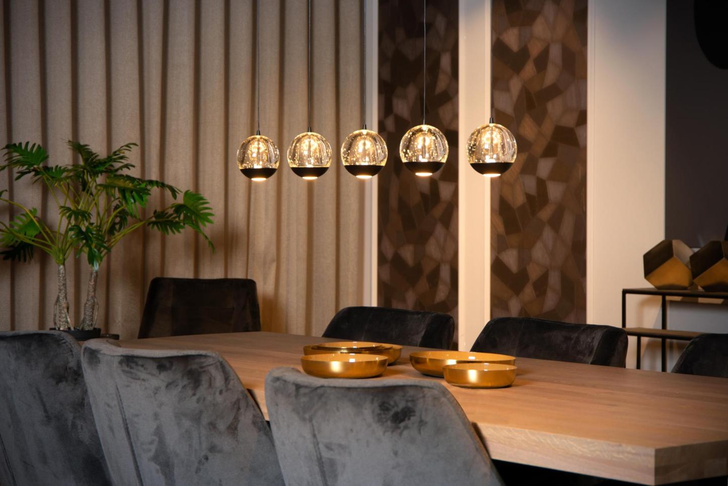 Sentubal Ceiling Lights - Matt Black/Bubbled Glass