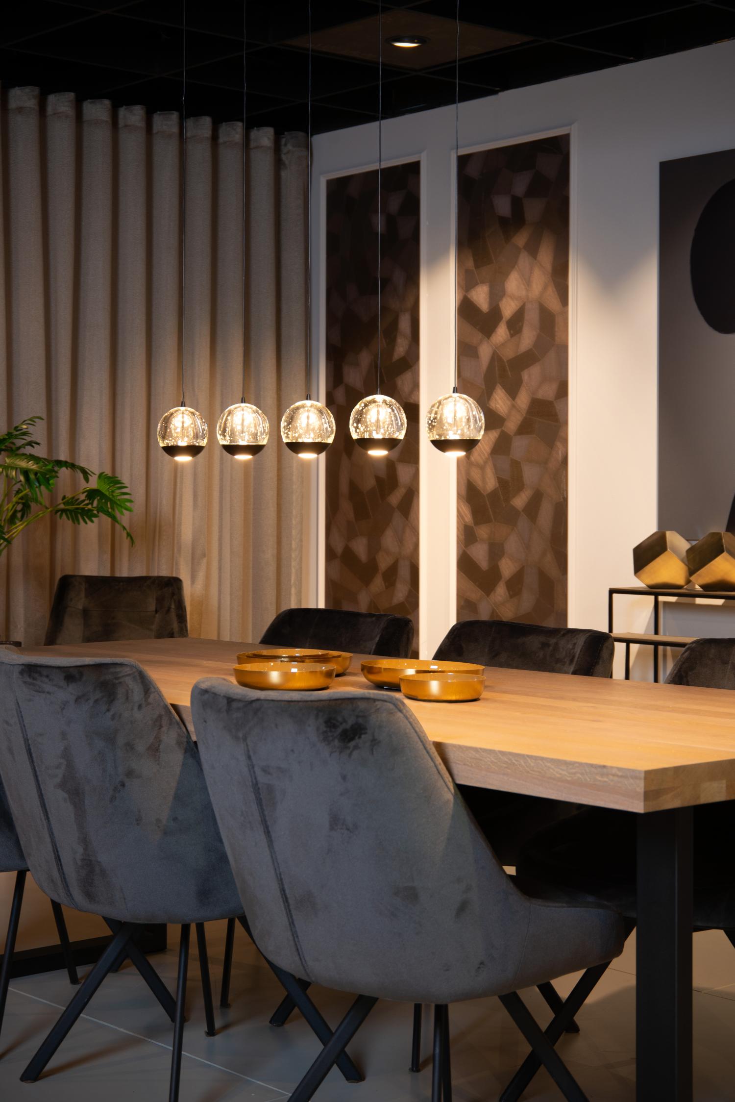 Sentubal Ceiling Lights - Matt Black/Bubbled Glass