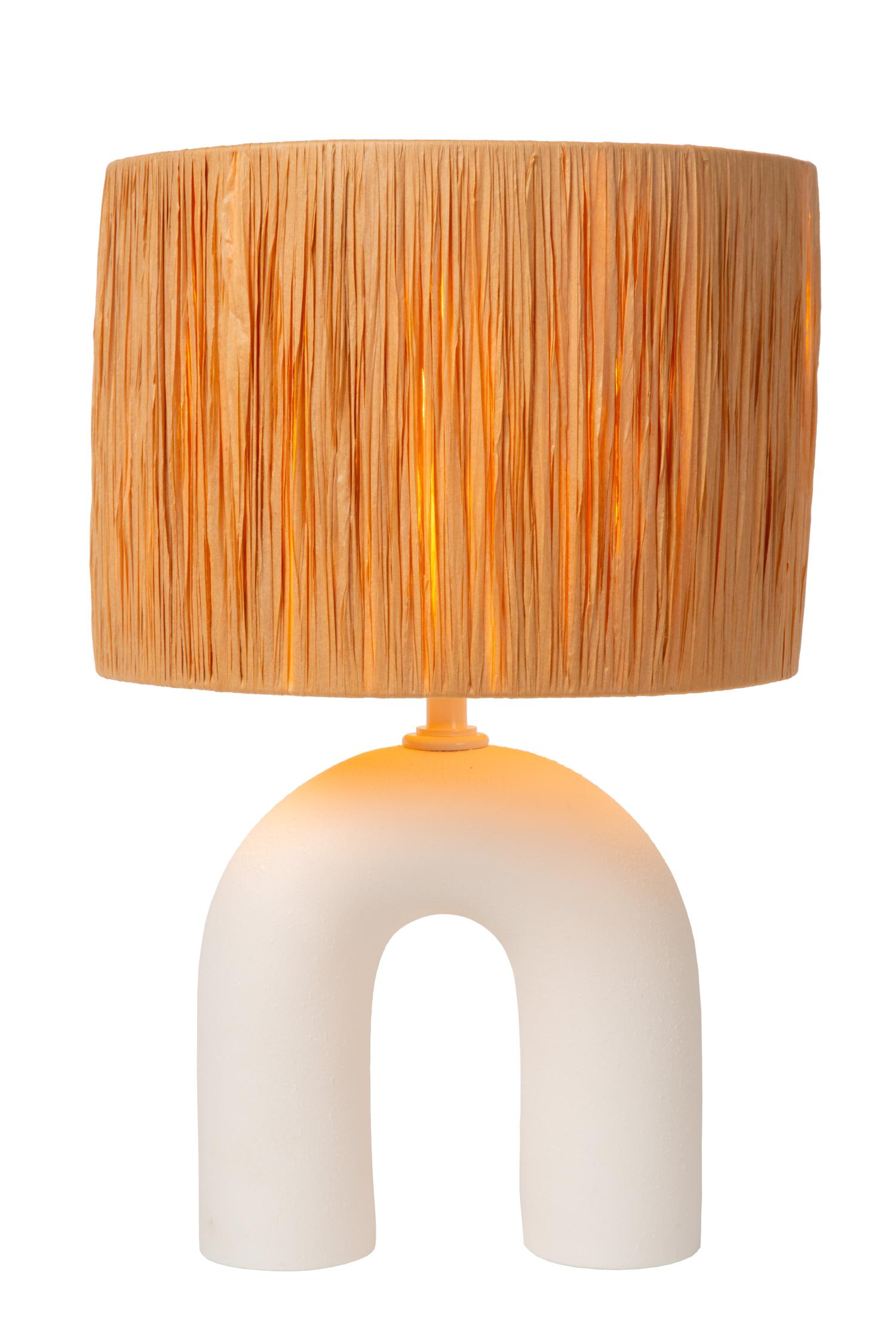 Ronda Table Lamp - Matt White/Natural Rattan