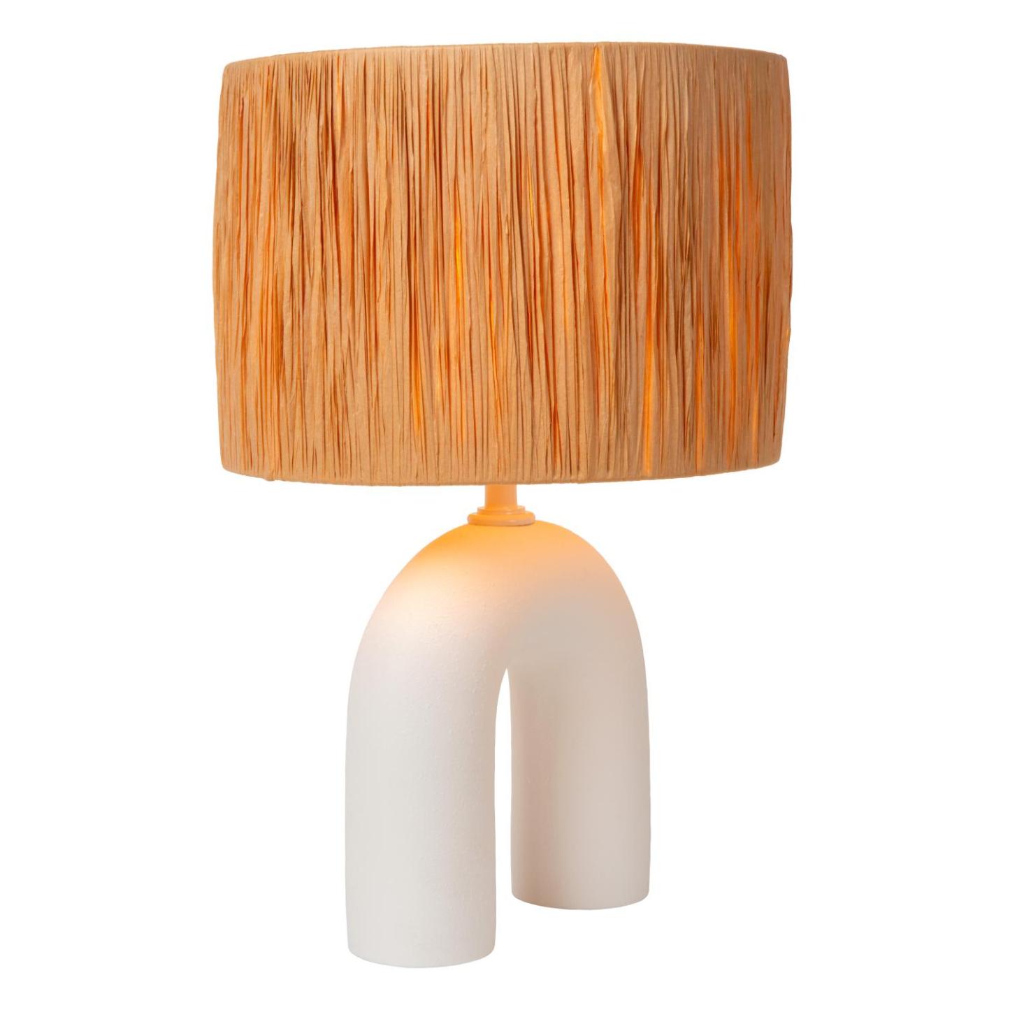 Ronda Table Lamp - Matt White/Natural Rattan