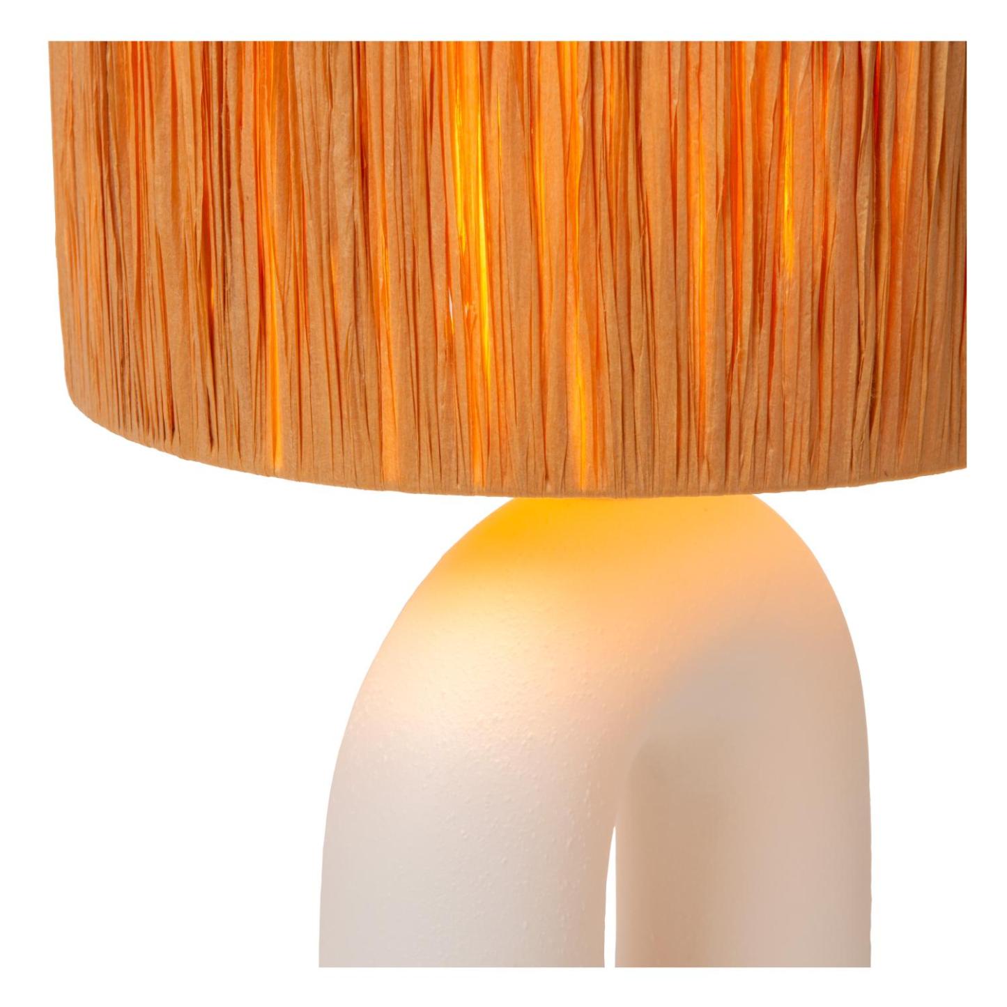 Ronda Table Lamp - Matt White/Natural Rattan