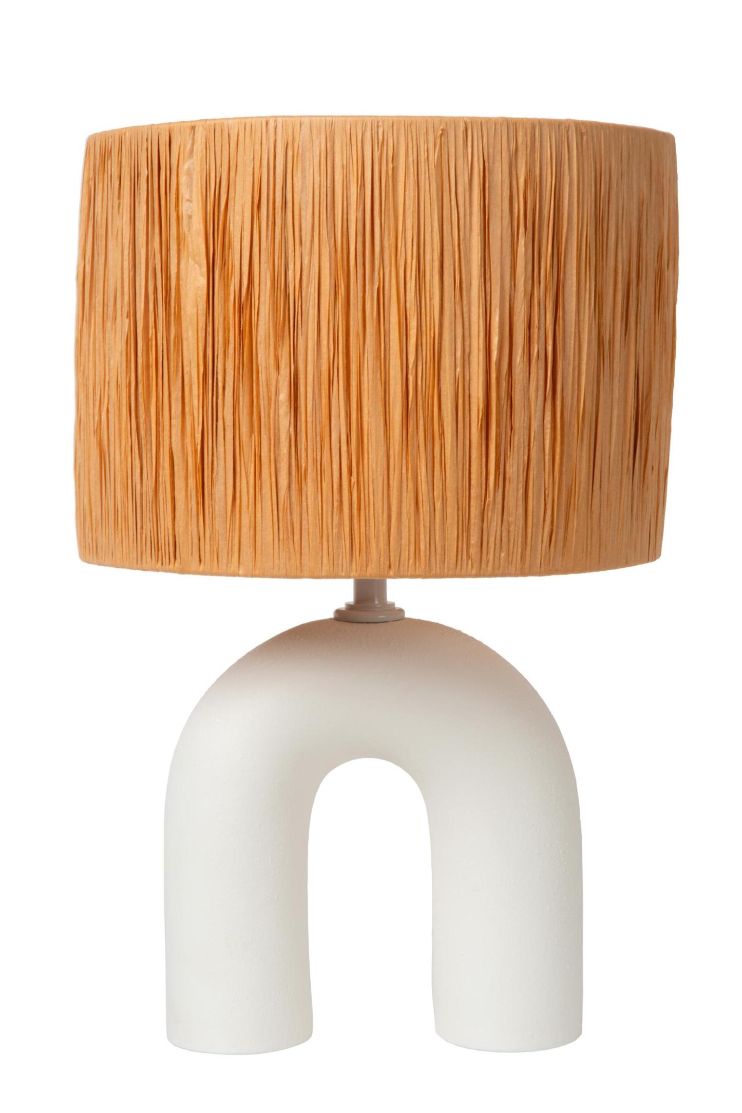 Ronda Table Lamp - Matt White/Natural Rattan
