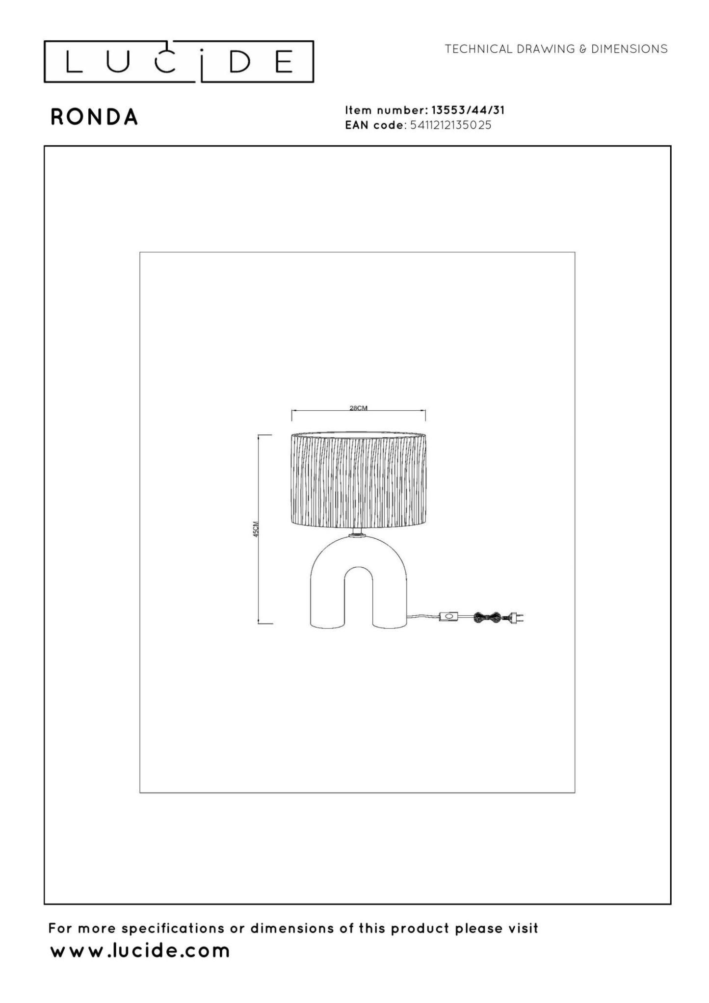 Ronda Table Lamp - Matt White/Natural Rattan