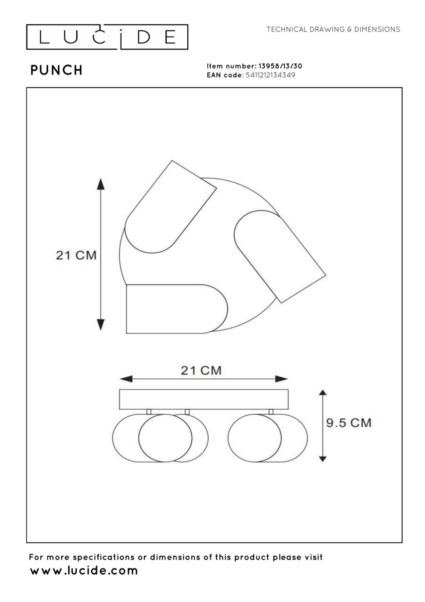Punch Ceiling Lights - Matt Black