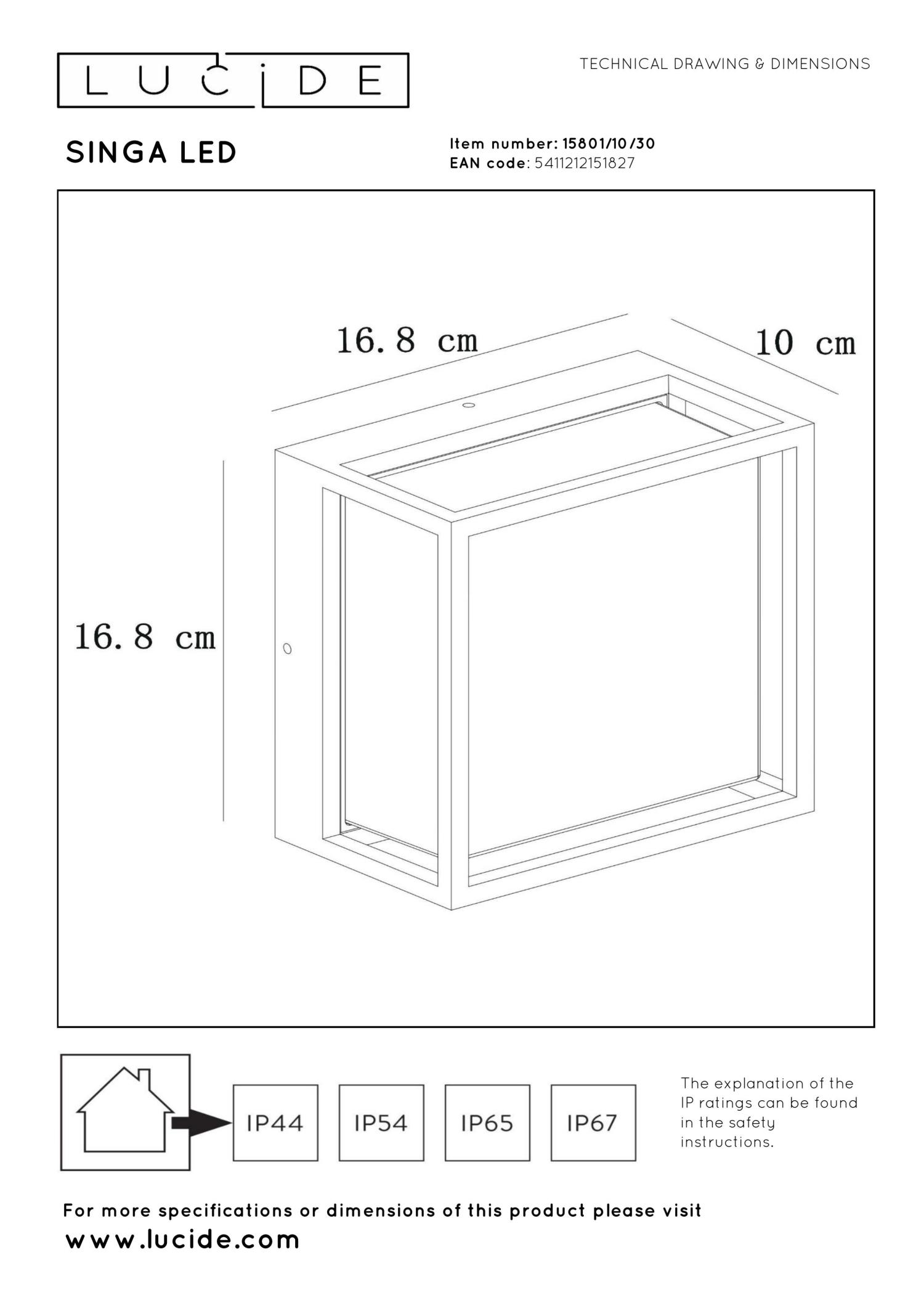 Singa Outdoor Lights - Matt Black/Opal