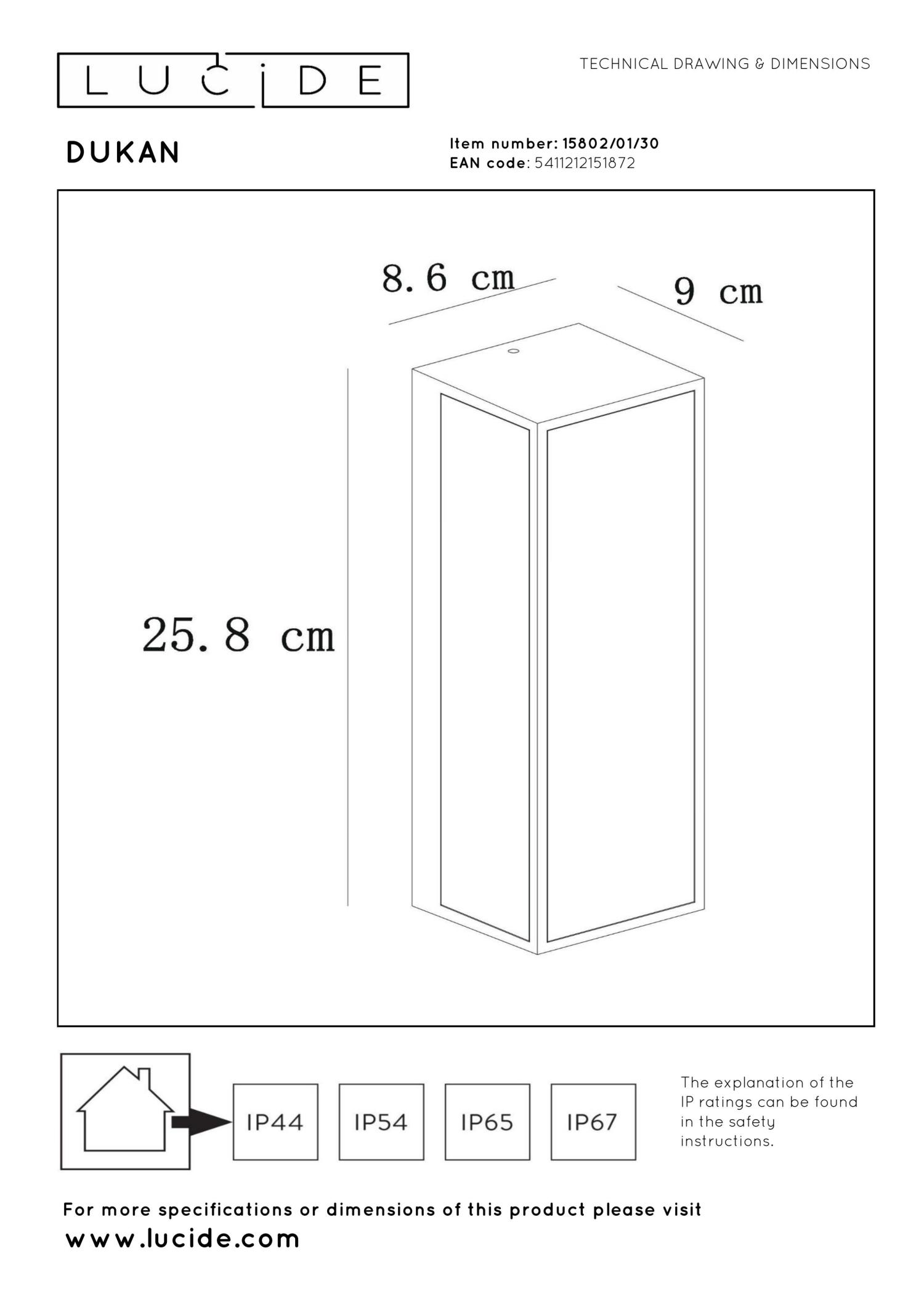 Dukan Outdoor Lights - Matt Black/Clear Glass