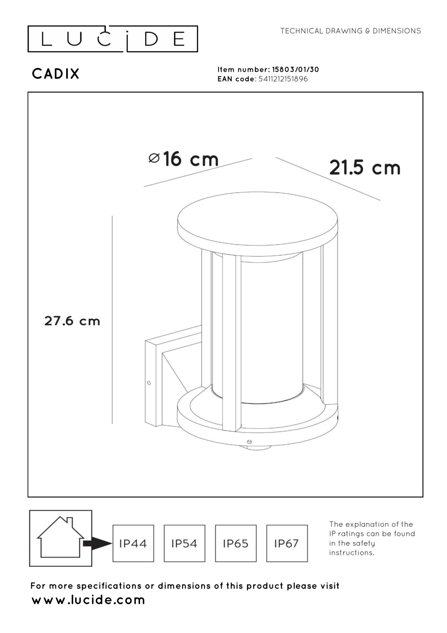 Cadix Outdoor Lights - Matt Black/Clear Glass